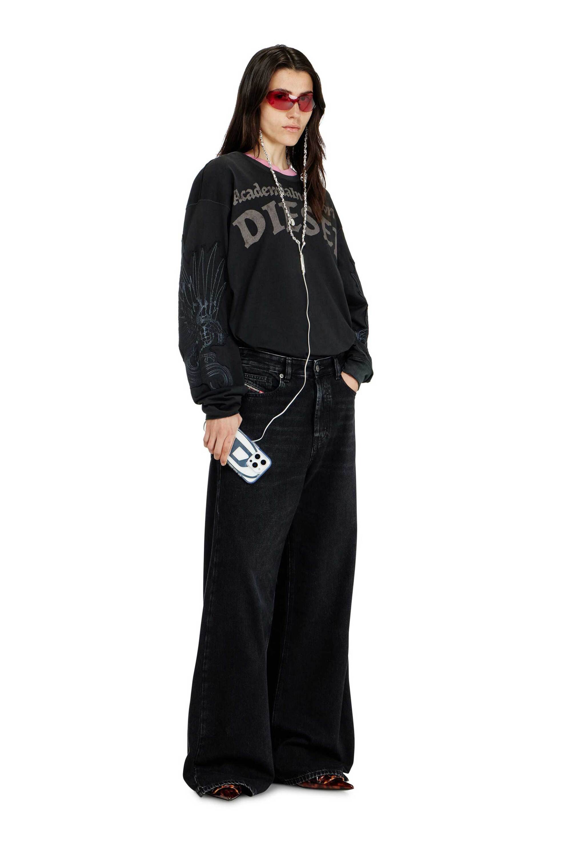 Diesel γυναικείο τζιν παντελόνι πεντάτσεπο Relaxed Fit Wide Leg - W26A0692509P09 Μαύρο
