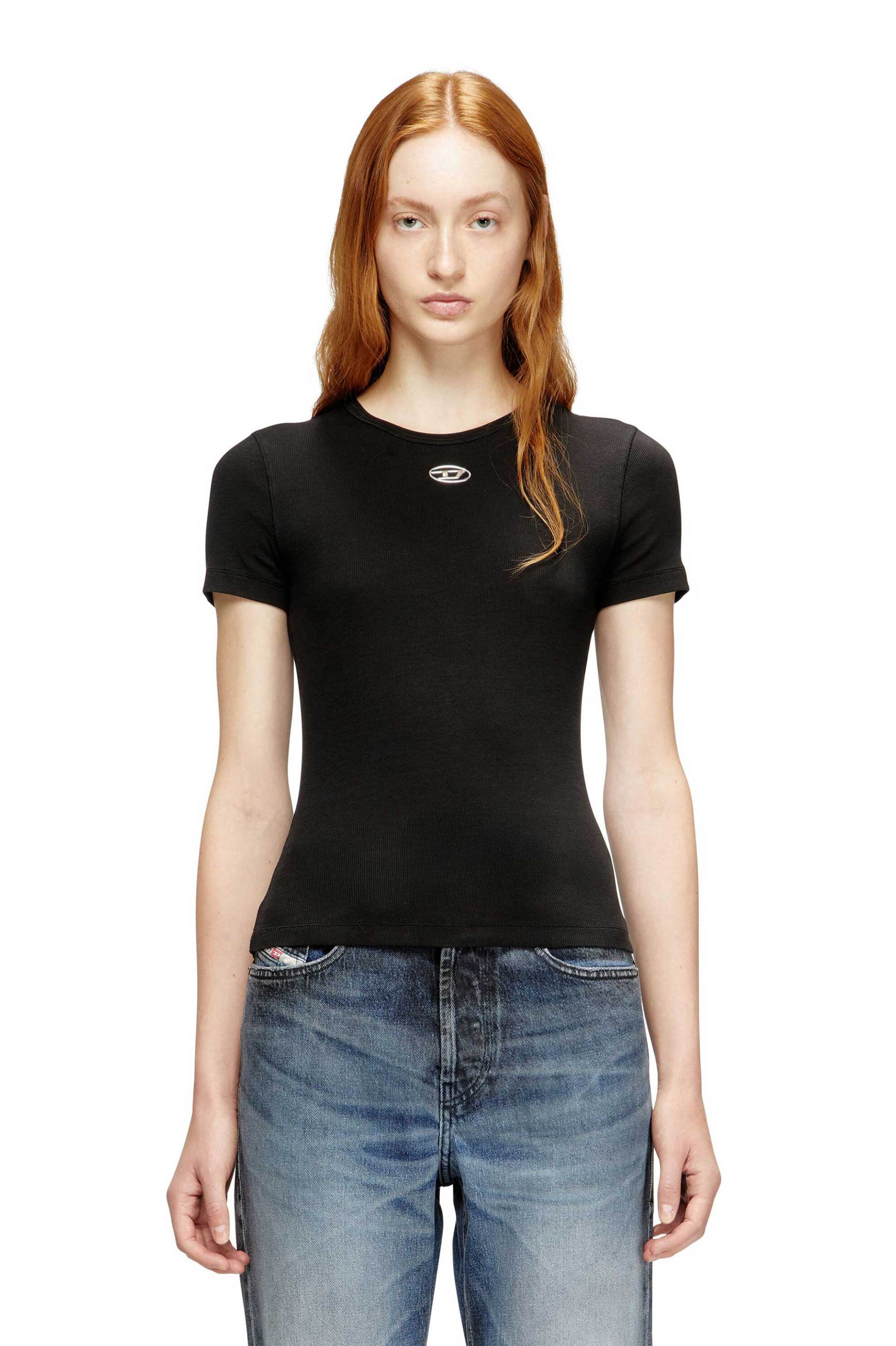 Diesel γυναικείο T-shirt με oval D logo Slim Fit - W26A199100JMBA Μαύρο