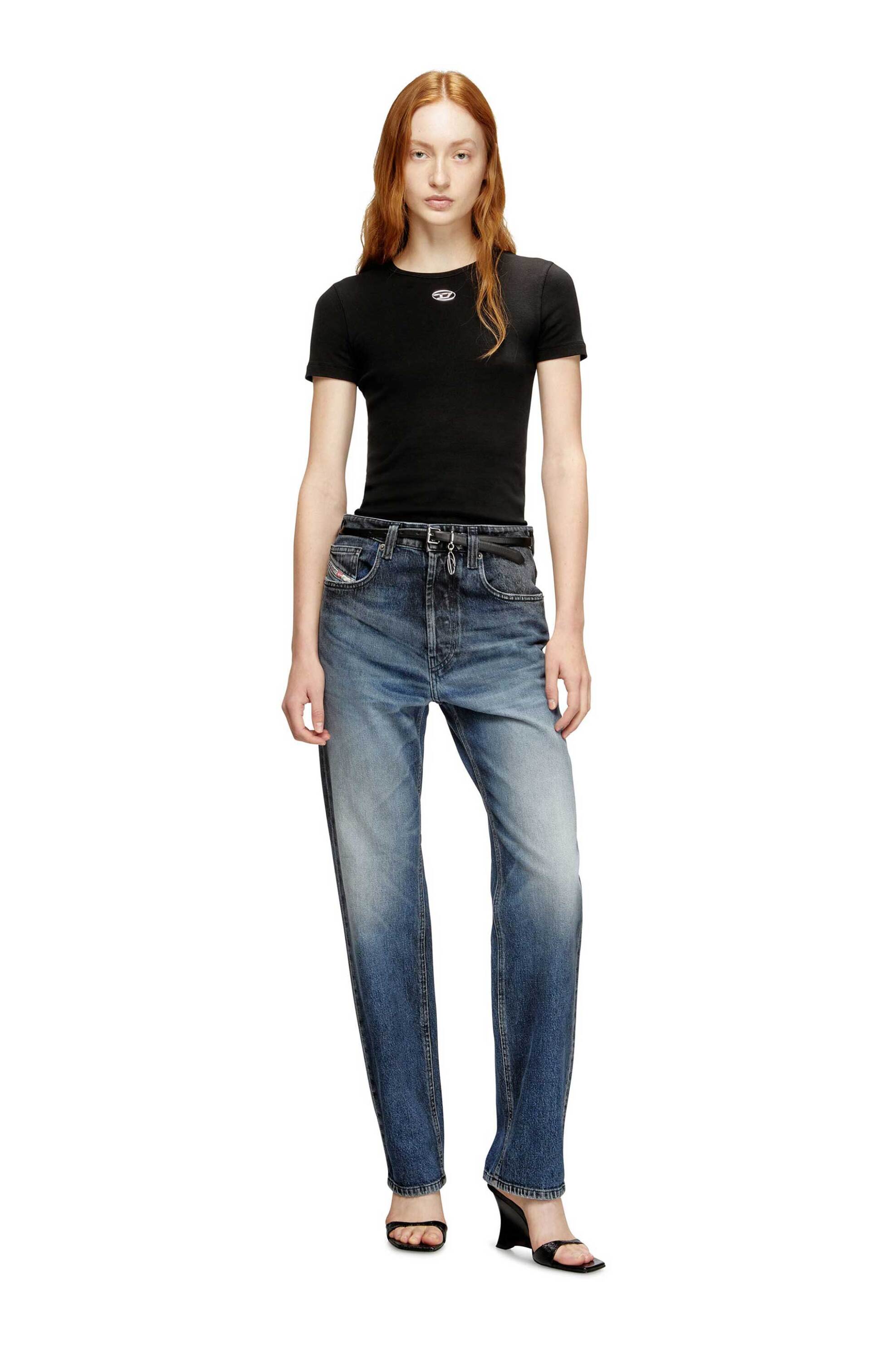 Diesel γυναικείο T-shirt με oval D logo Slim Fit - W26A199100JMBA Μαύρο