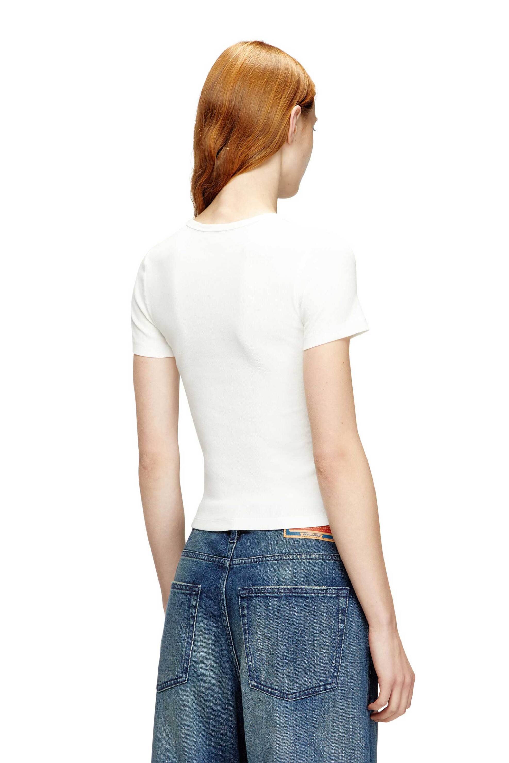 DIESEL Diesel γυναικείο T-shirt με oval D logo Slim Fit - W26A199100JMBA Λευκό - 3