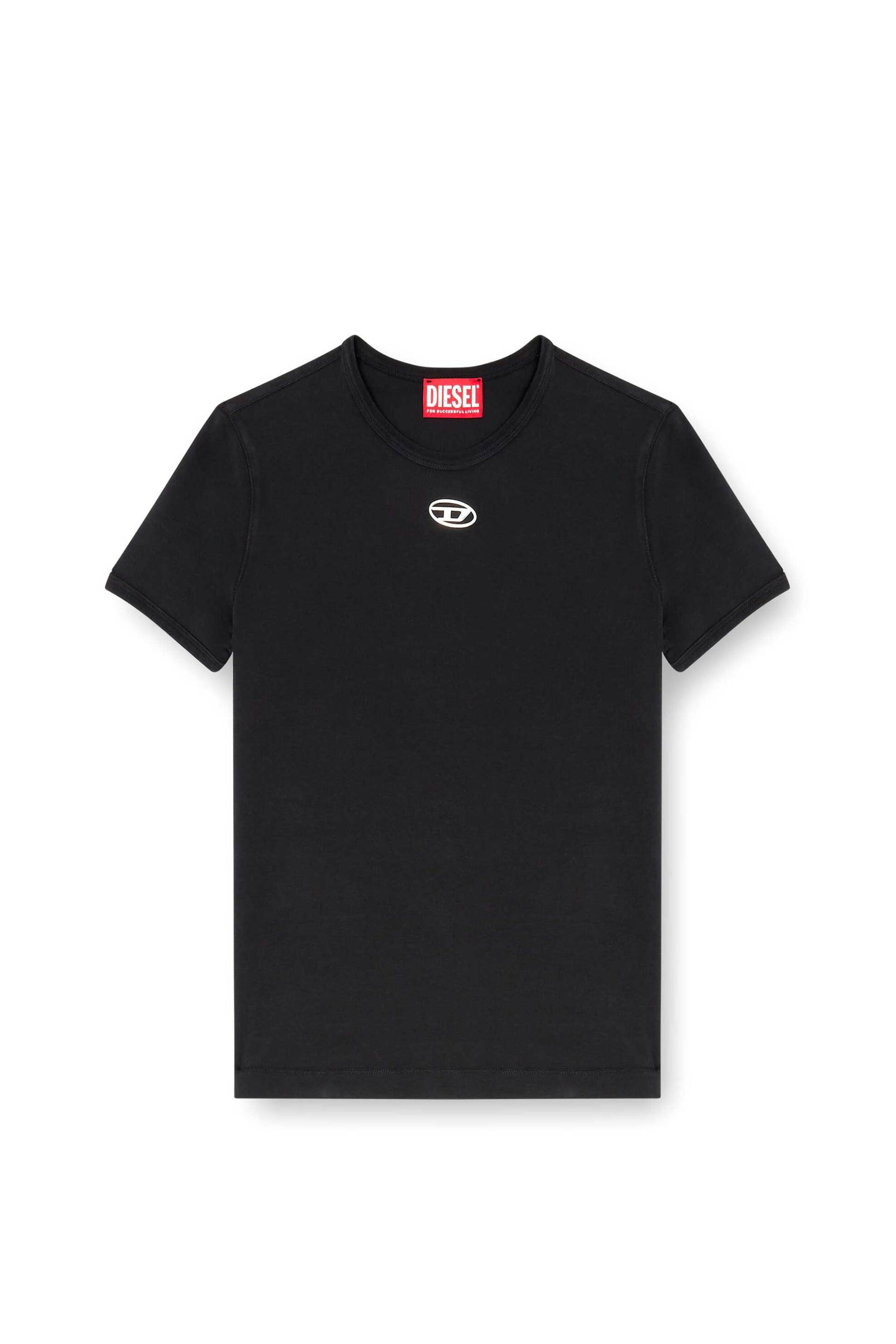 Diesel Γυναικείο T-Shirt με Oval D Logo Slim Fit - W26A199170Ahqh Μαύρο