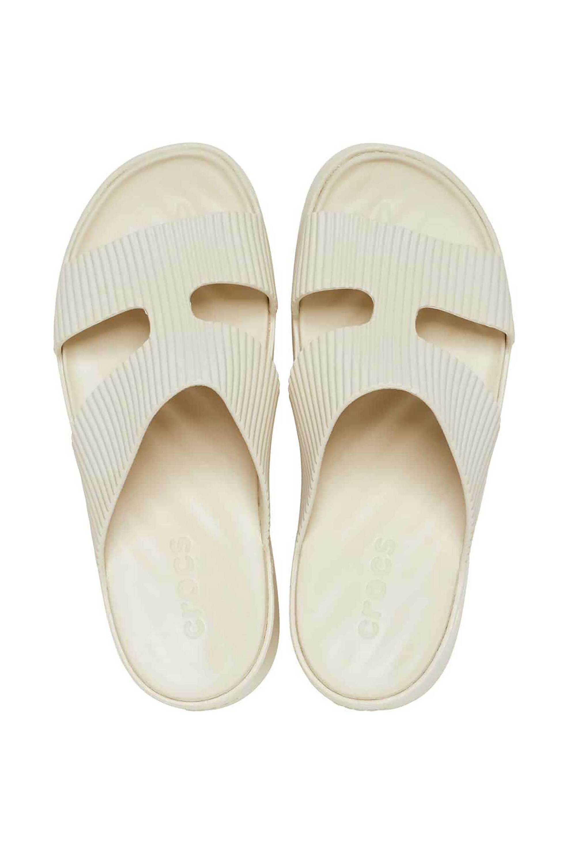 Crocs γυναικεία flatforms σανδάλια "Getaway Groove Platform H-Strap" - E69140 Εκρού