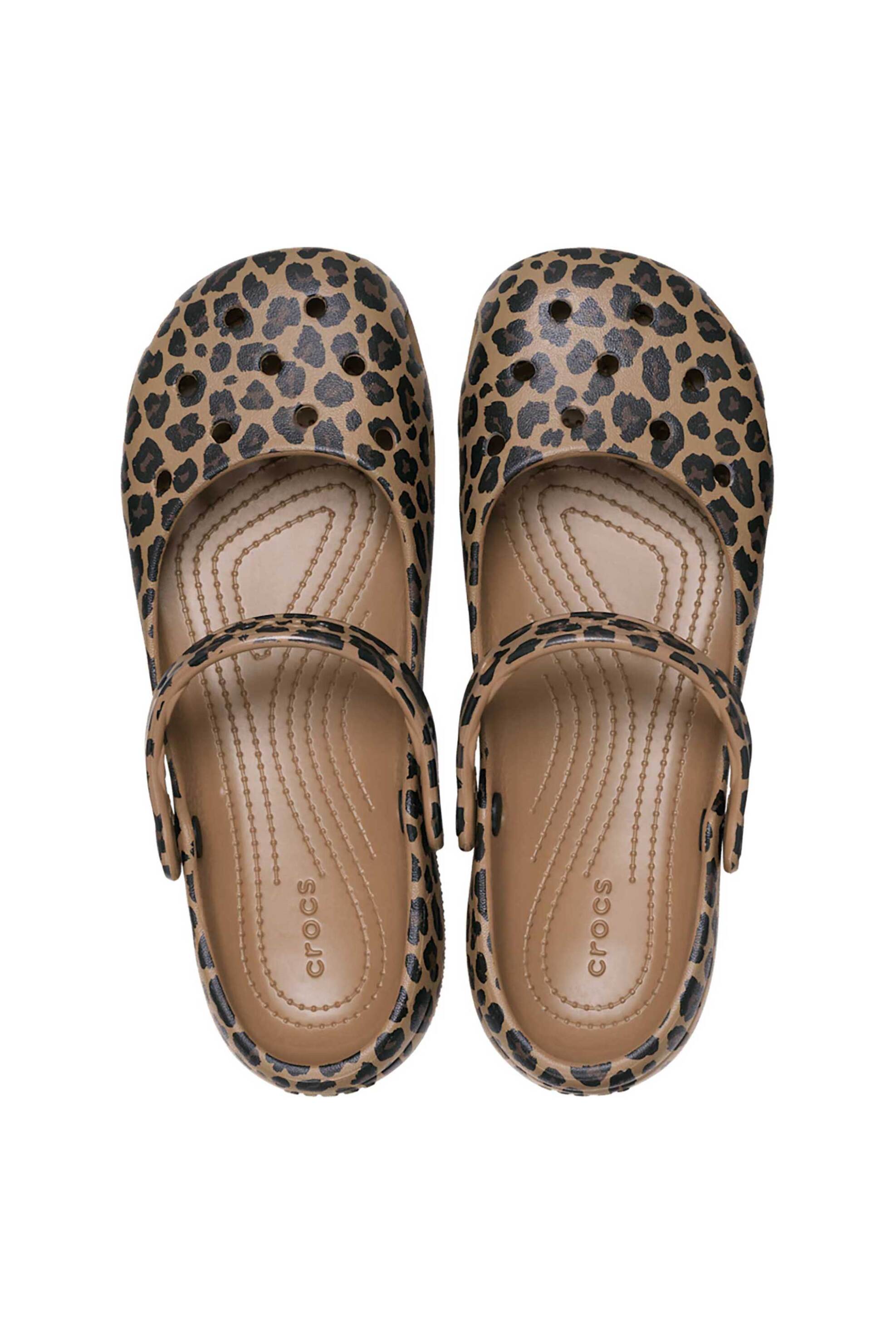 Crocs Γυναικείες Μπαλαρίνες με Μπαρέτα Classic Animal Ballet - E79894 Καφέ