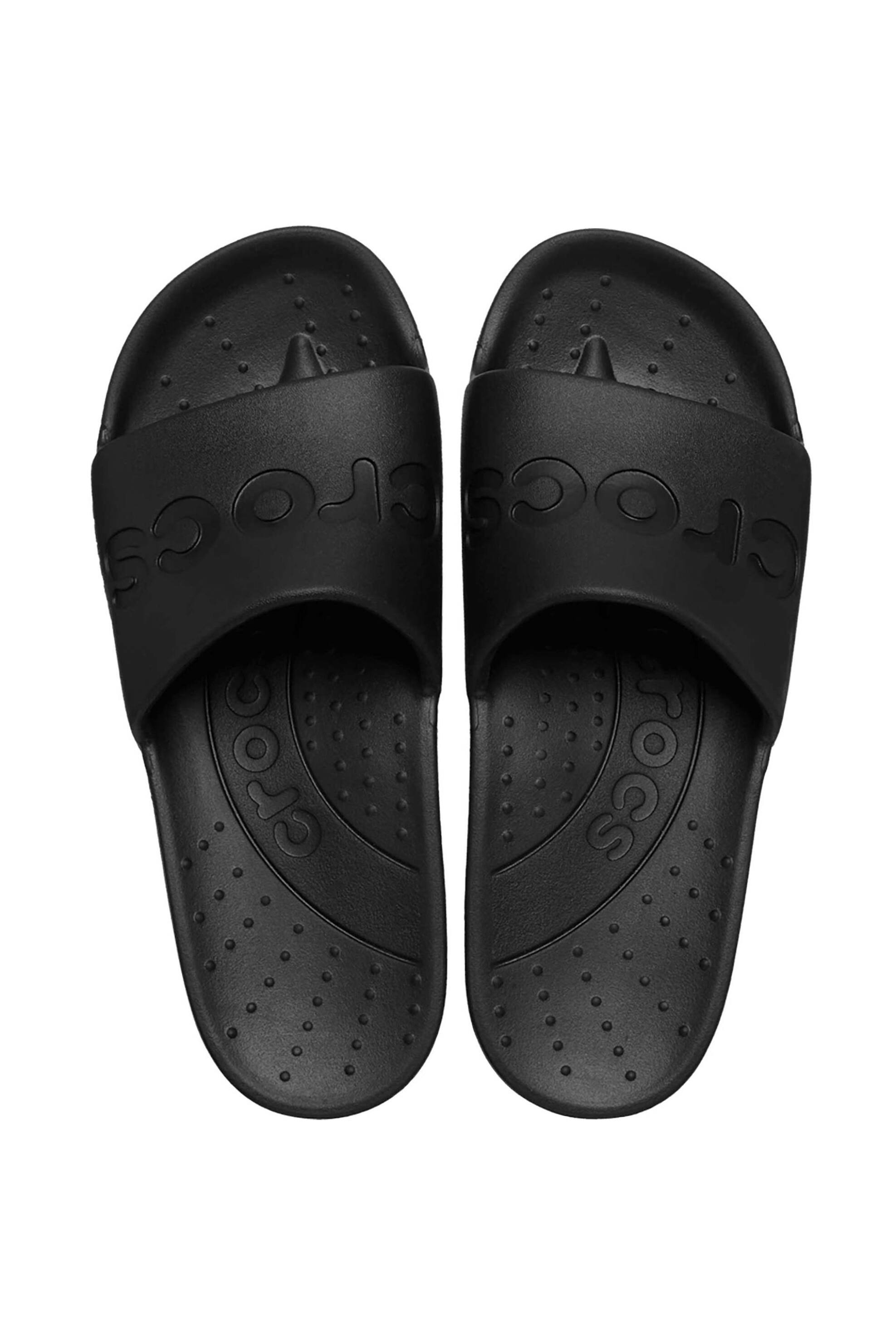 Crocs unisex σαγιονάρες μονόχρωμες με ανάγλυφο λογότυπο - E69107 Μαύρο