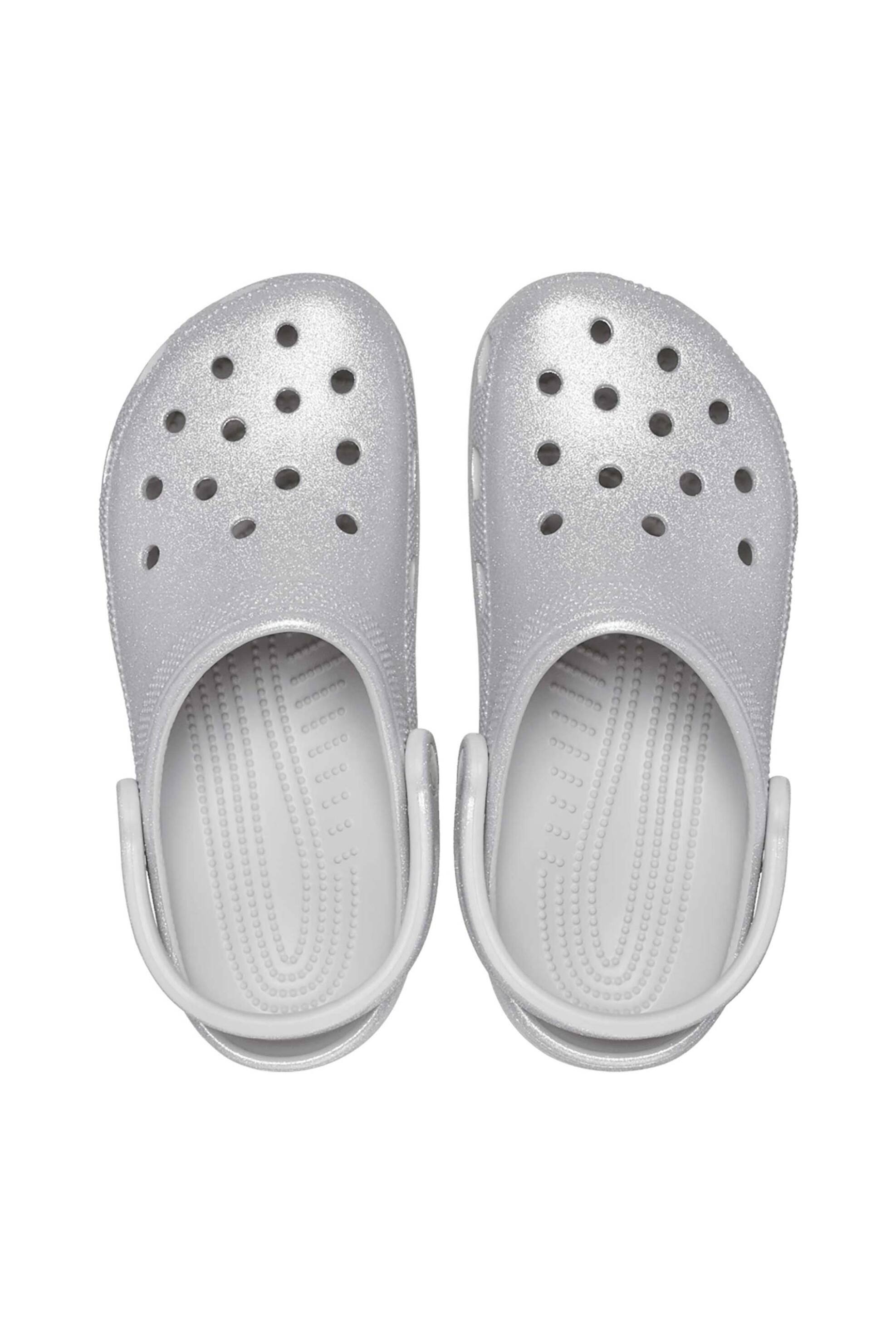 CROCS Crocs unisex clogs μονόχρωμα με διάτρητο σχέδιο "Classic Glitter Clog" - E79713 Ασημί