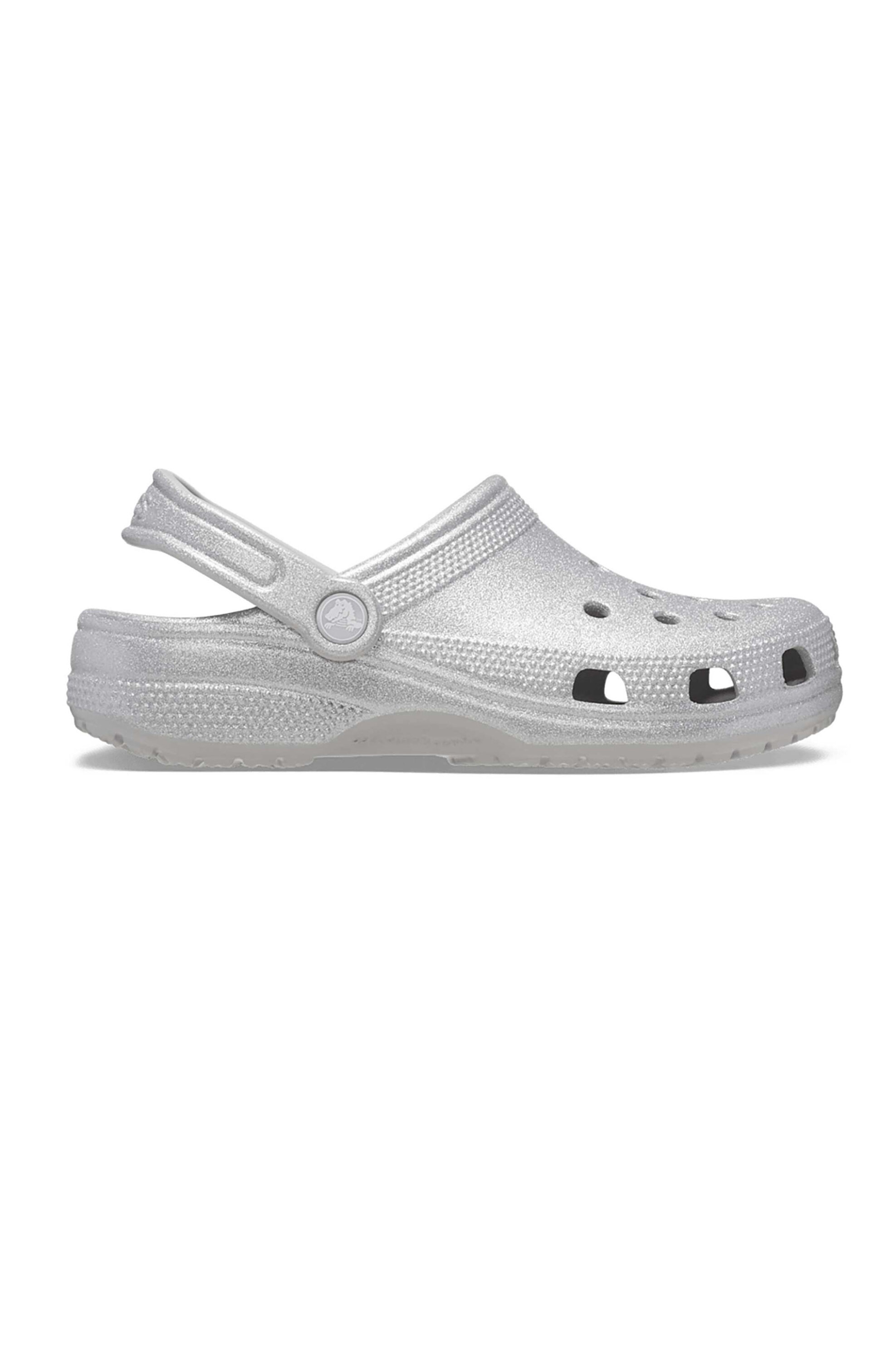 Crocs unisex clogs μονόχρωμα με διάτρητο σχέδιο "Classic Glitter Clog" - E79713 Ασημί φωτογραφία