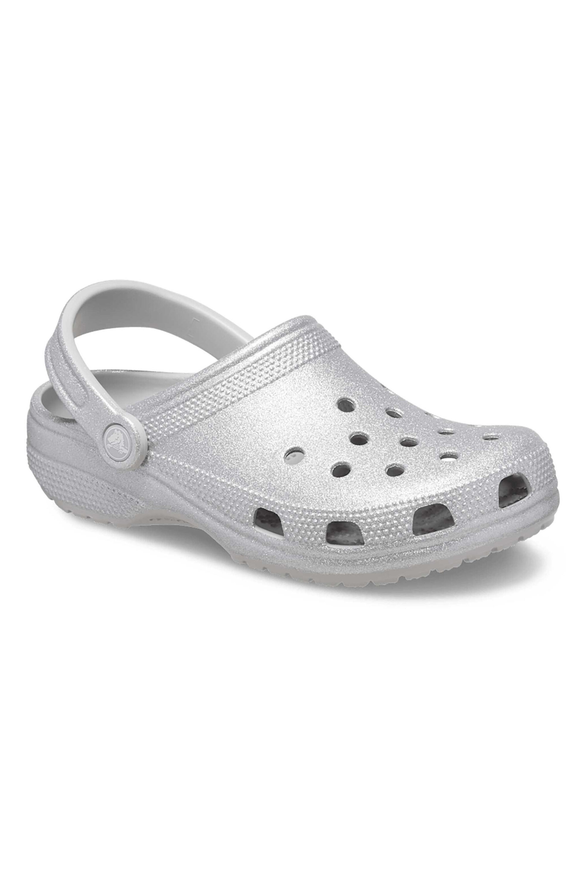 Crocs unisex clogs μονόχρωμα με διάτρητο σχέδιο "Classic Glitter Clog" - E79713 Ασημί φωτογραφία