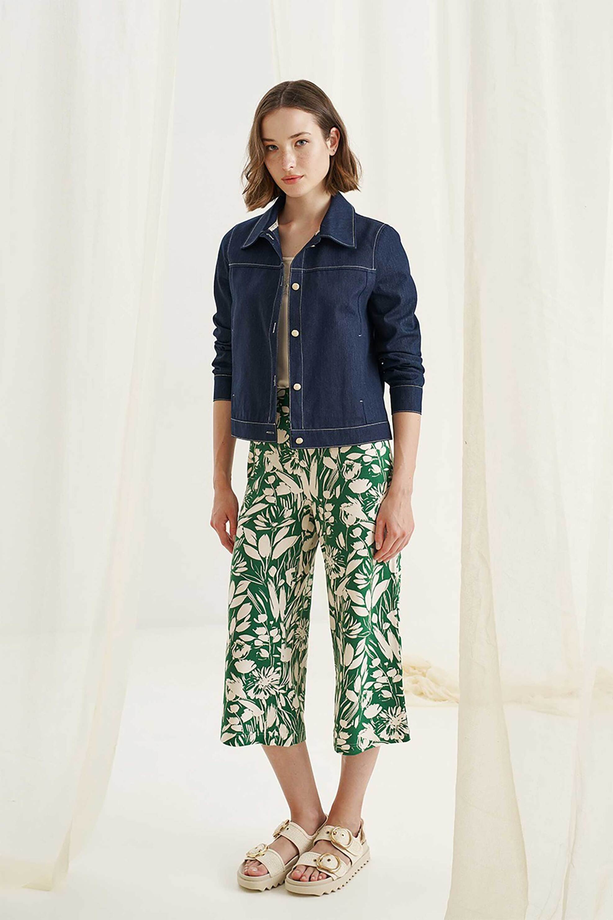 Alexander & Jacob γυναικεία ζιπ κιλότ με floral print - 12590 Πράσινο φωτογραφία