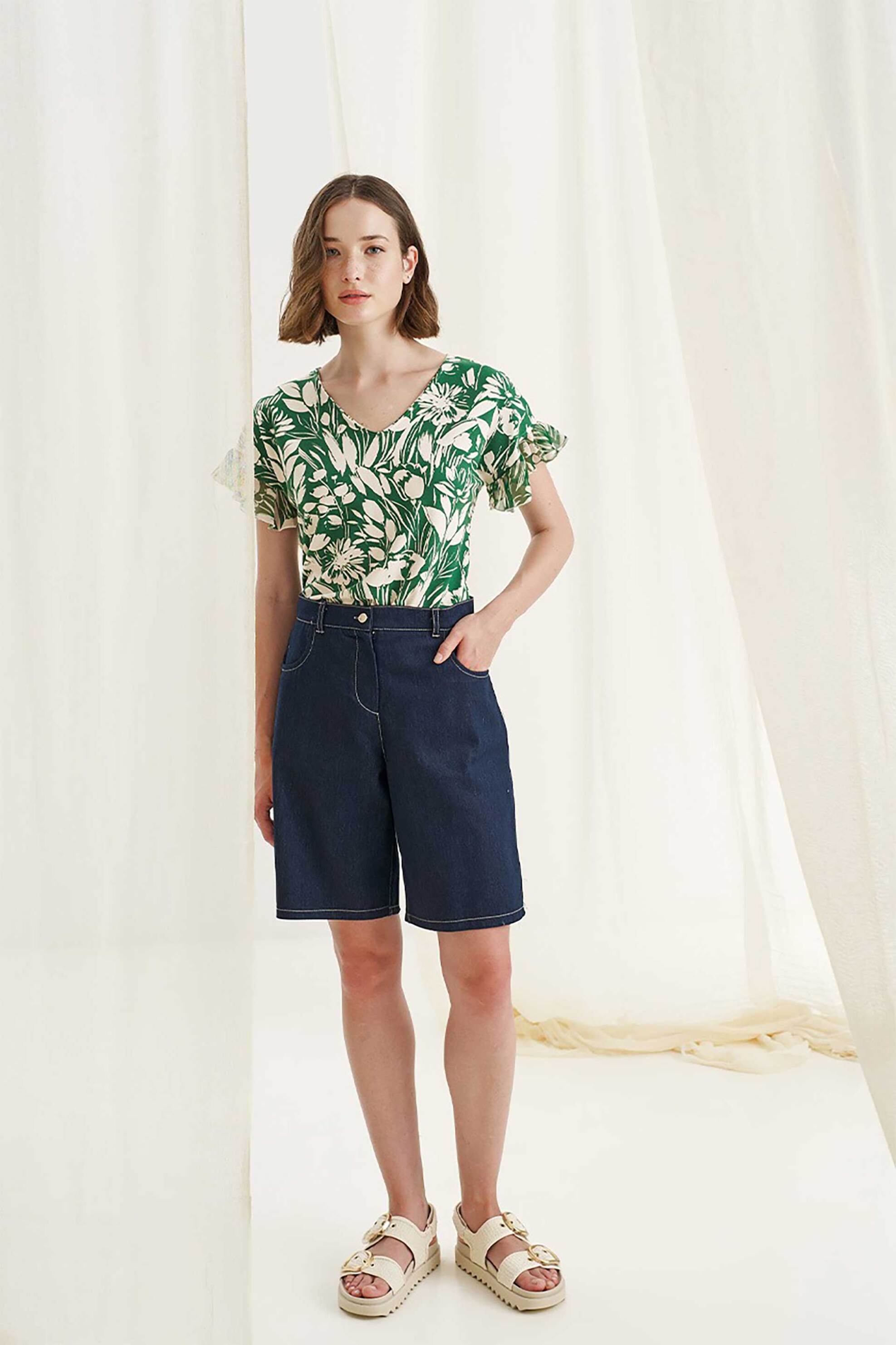 ALEXANDER & JACOB Alexander & Jacob γυναικεία μπλούζα με floral print - 12591 Πράσινο