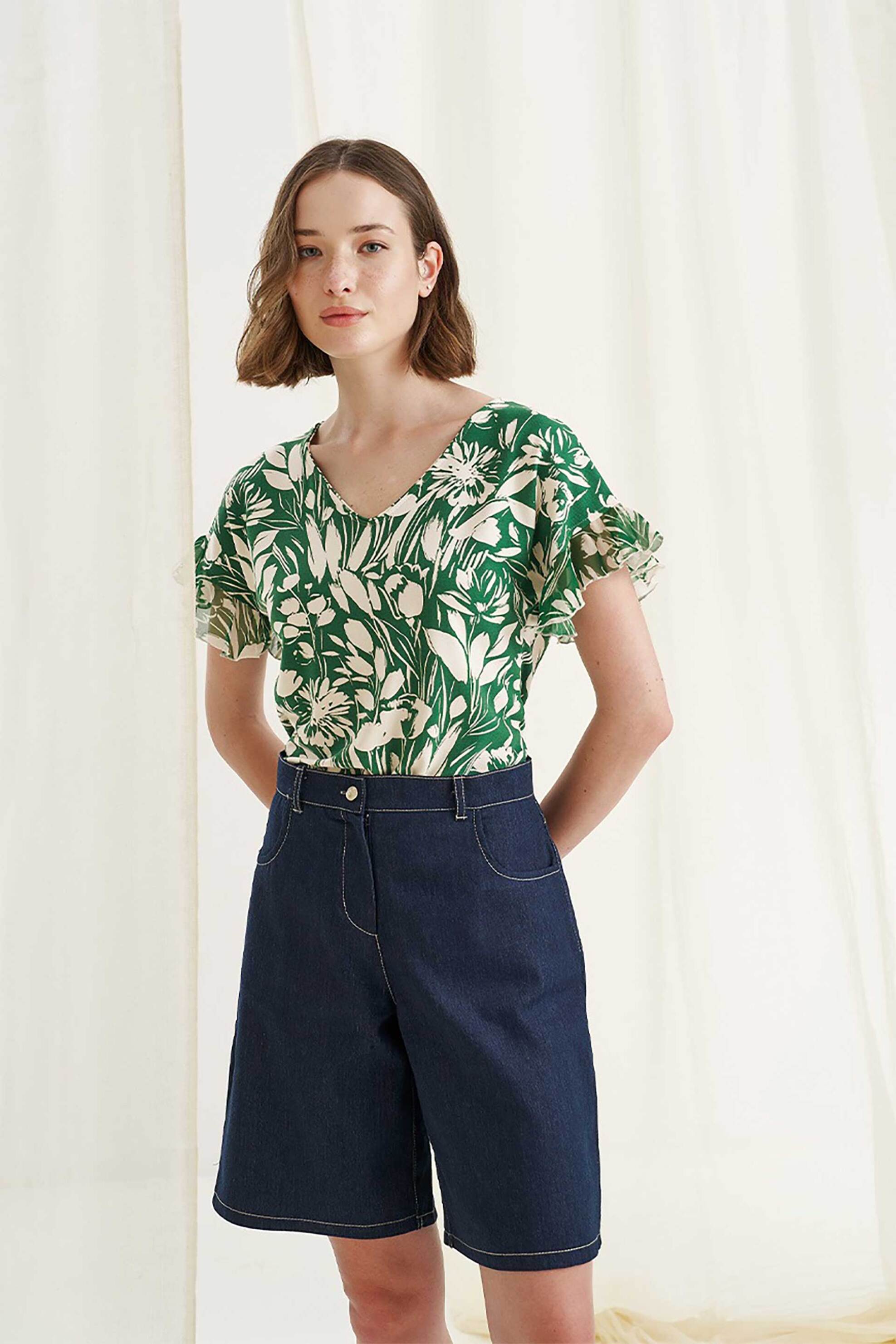 Alexander & Jacob γυναικεία μπλούζα με floral print - 12591 Πράσινο φωτογραφία