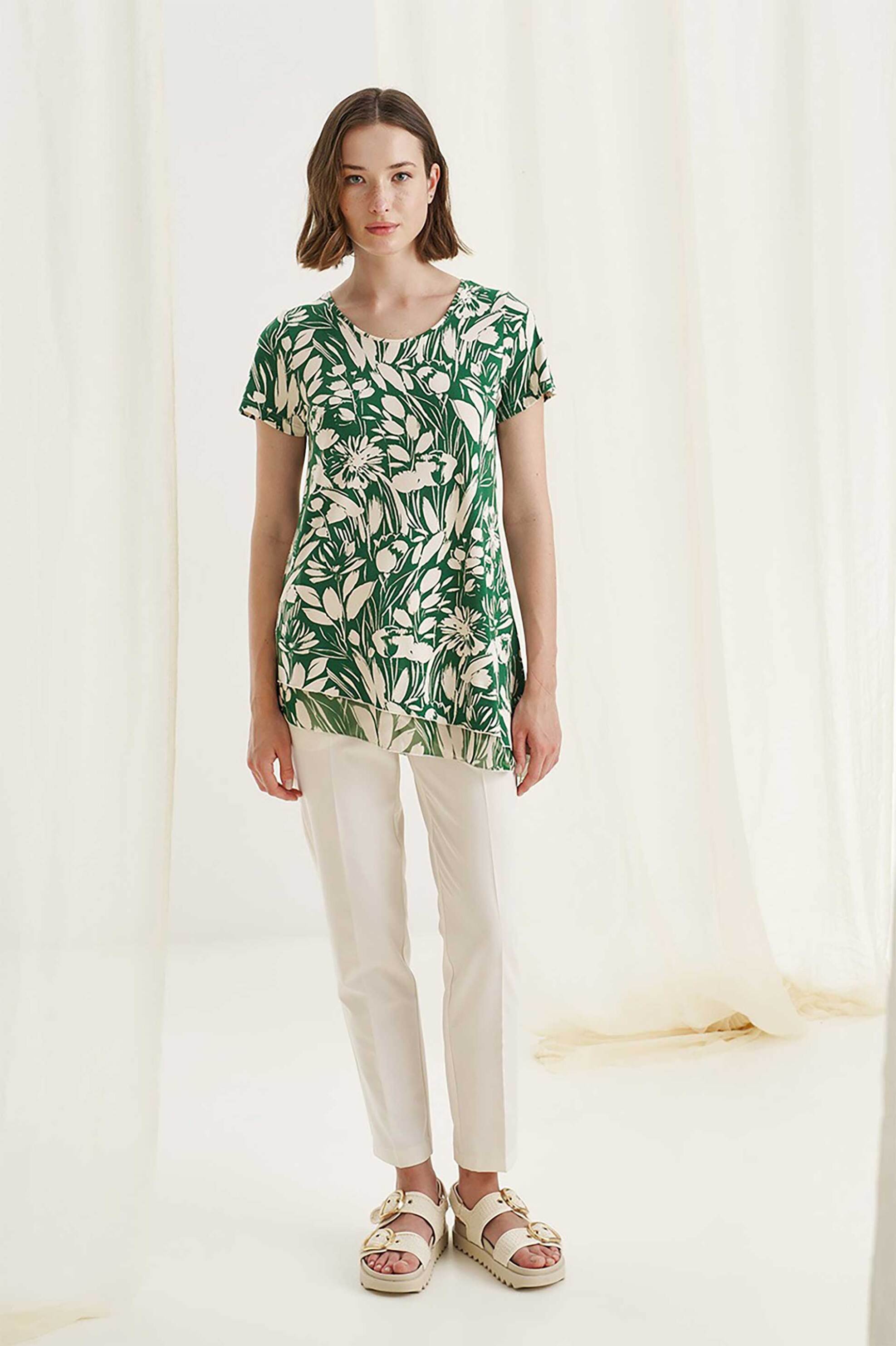 ALEXANDER & JACOB Alexander & Jacob γυναικεία μπλούζα με floral print - 12600 Πράσινο