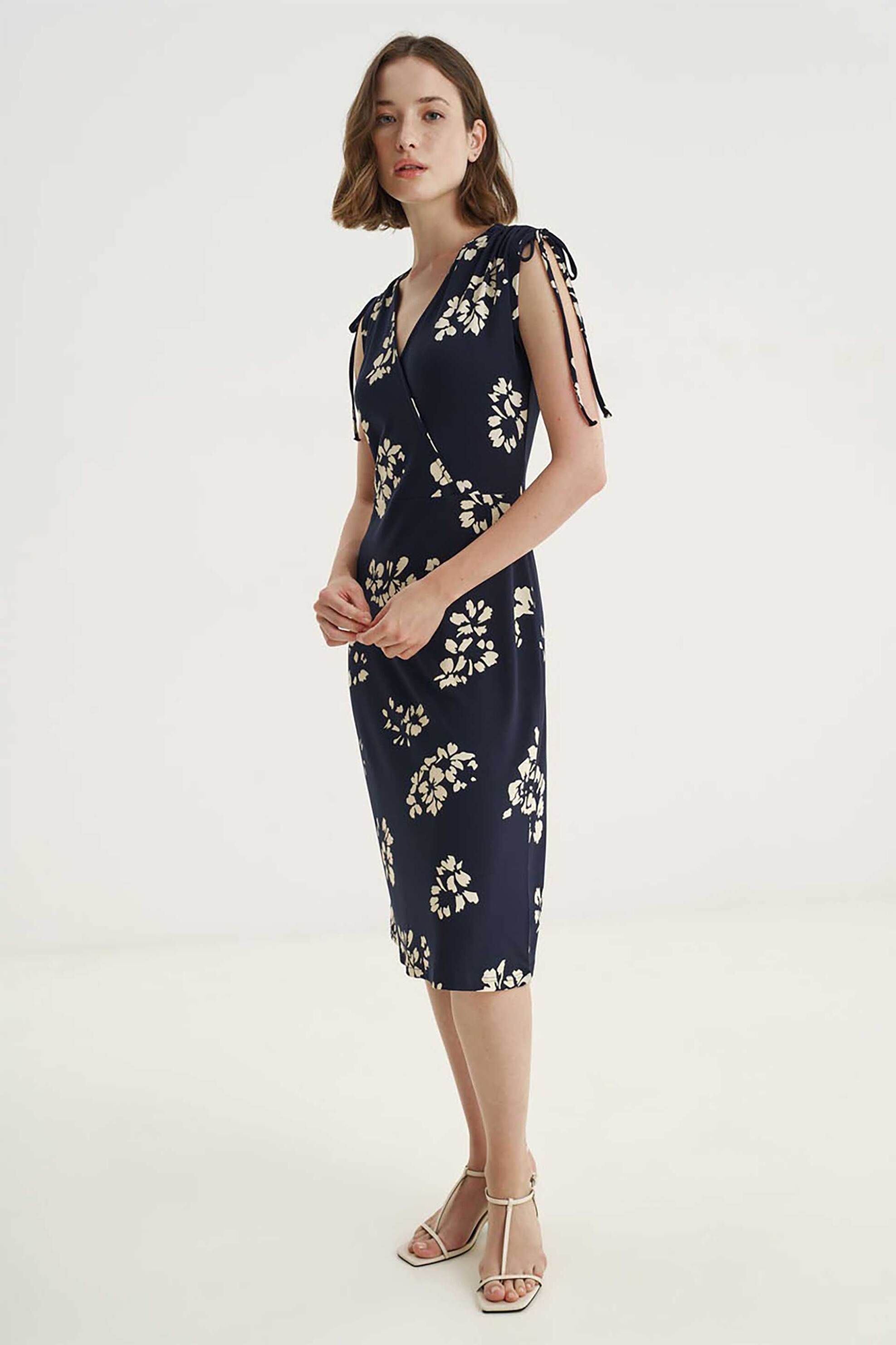 Alexander & Jacob γυναικείο midi φόρεμα με floral print - 12584 Μπλε Σκούρο φωτογραφία