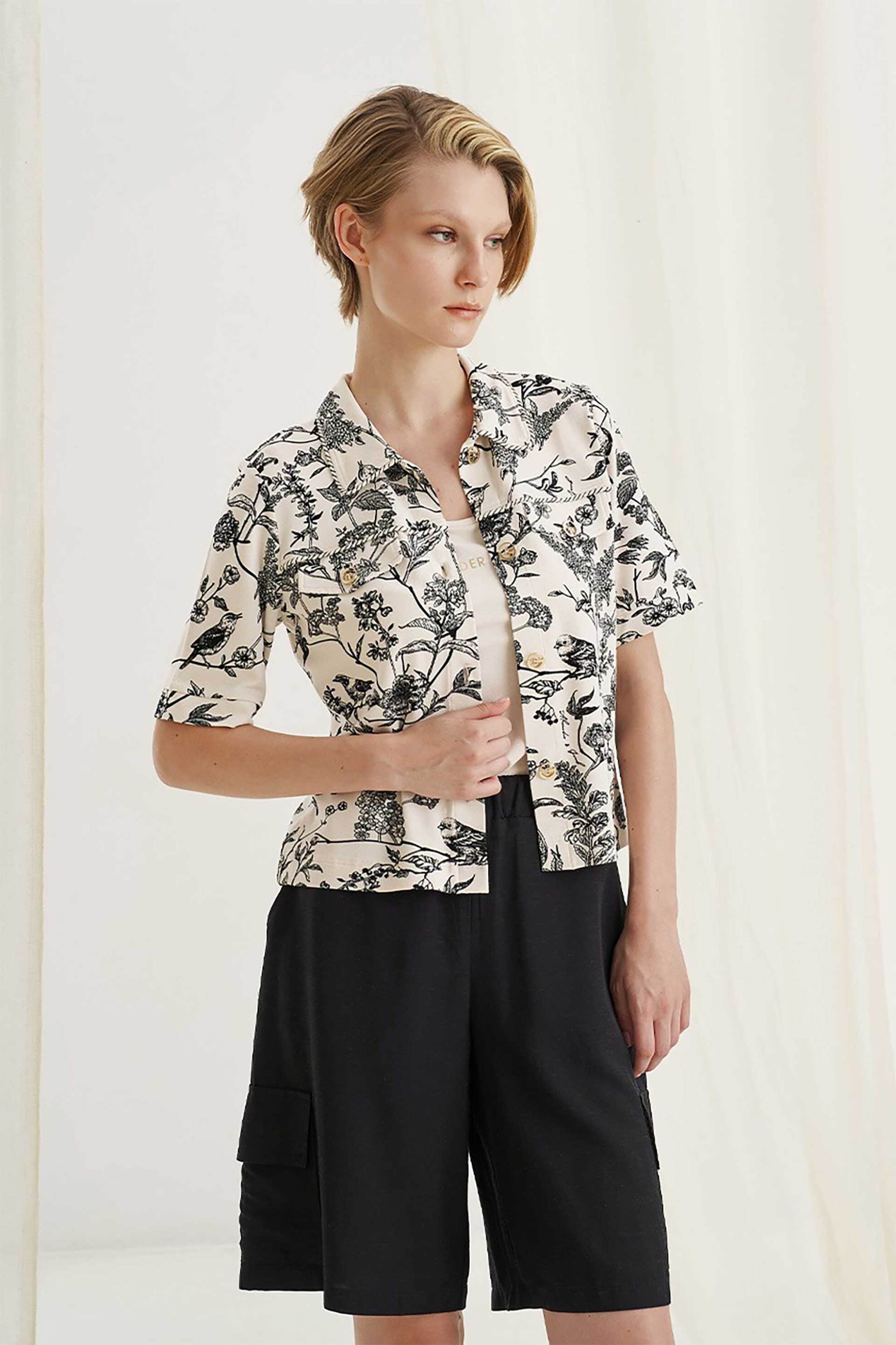 ALEXANDER & JACOB Alexander & Jacob γυναικείο jacket με floral print - 12605-1 Εκρού