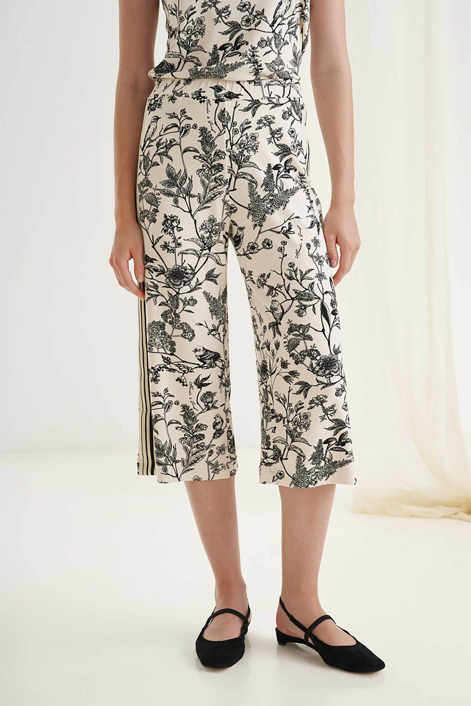 Alexander & Jacob γυναικεία ζιπ κιλότ με floral print - 12610 Εκρού φωτογραφία