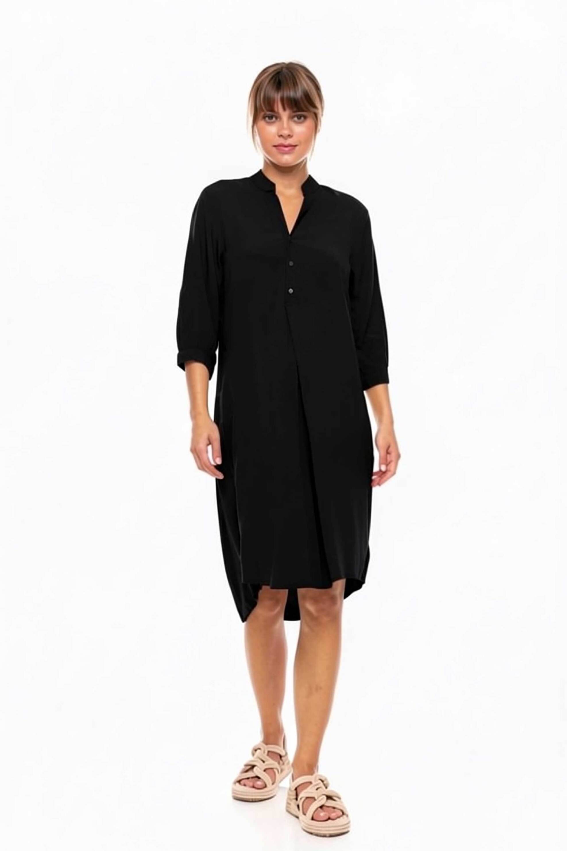 Pink Label γυναικείο φόρεμα παραλίας μονόχρωμο - BN-289 Μαύρο