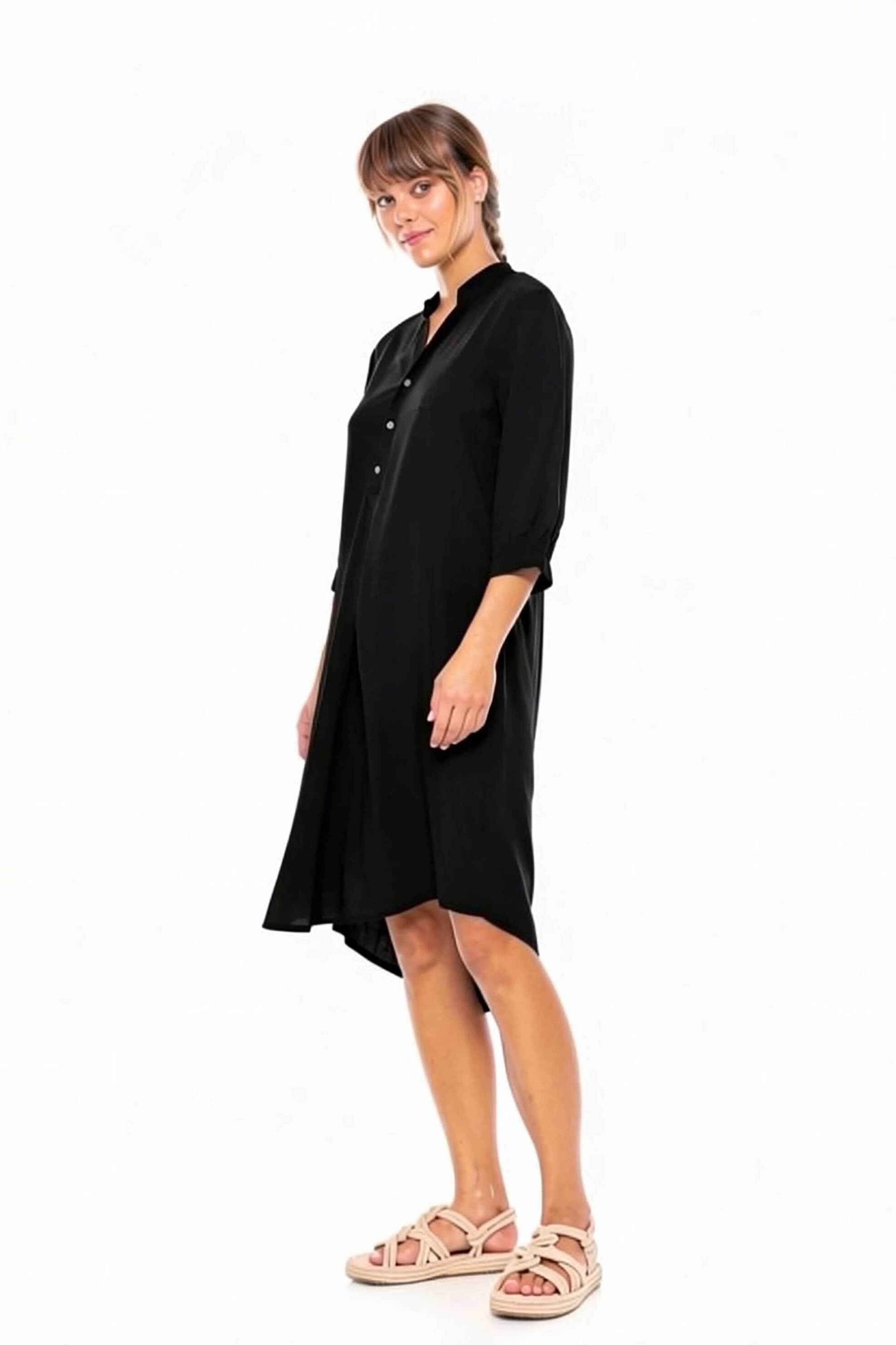 PINK LABEL Pink Label γυναικείο φόρεμα παραλίας μονόχρωμο - BN-289 Μαύρο - 2