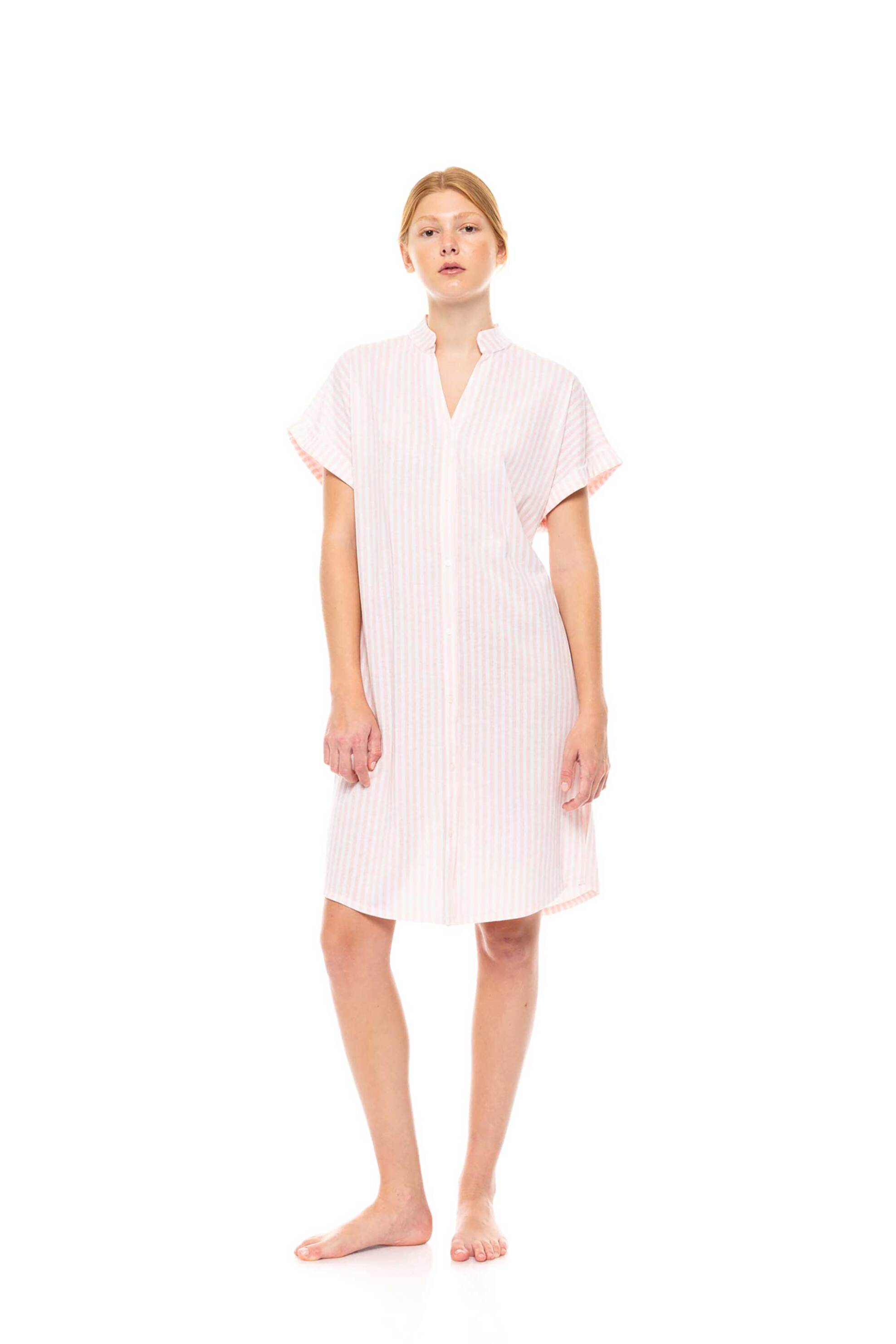 PINK LABEL Pink Label γυναικείο νυχτικό με ριγέ σχέδιο - S1441 Ροζ