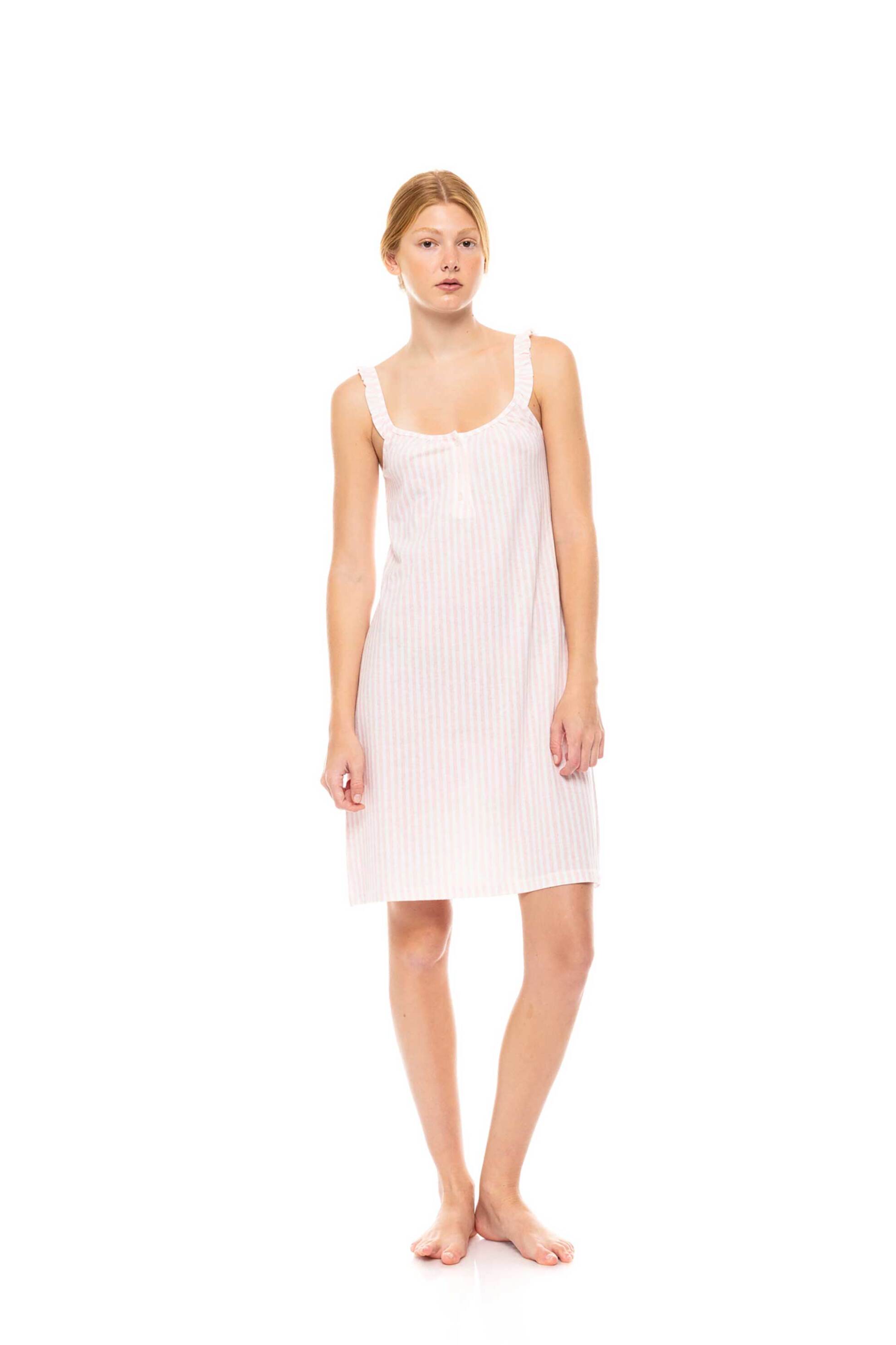 PINK LABEL Pink Label γυναικείο νυχτικό με ριγέ σχέδιο - S1443 Ροζ