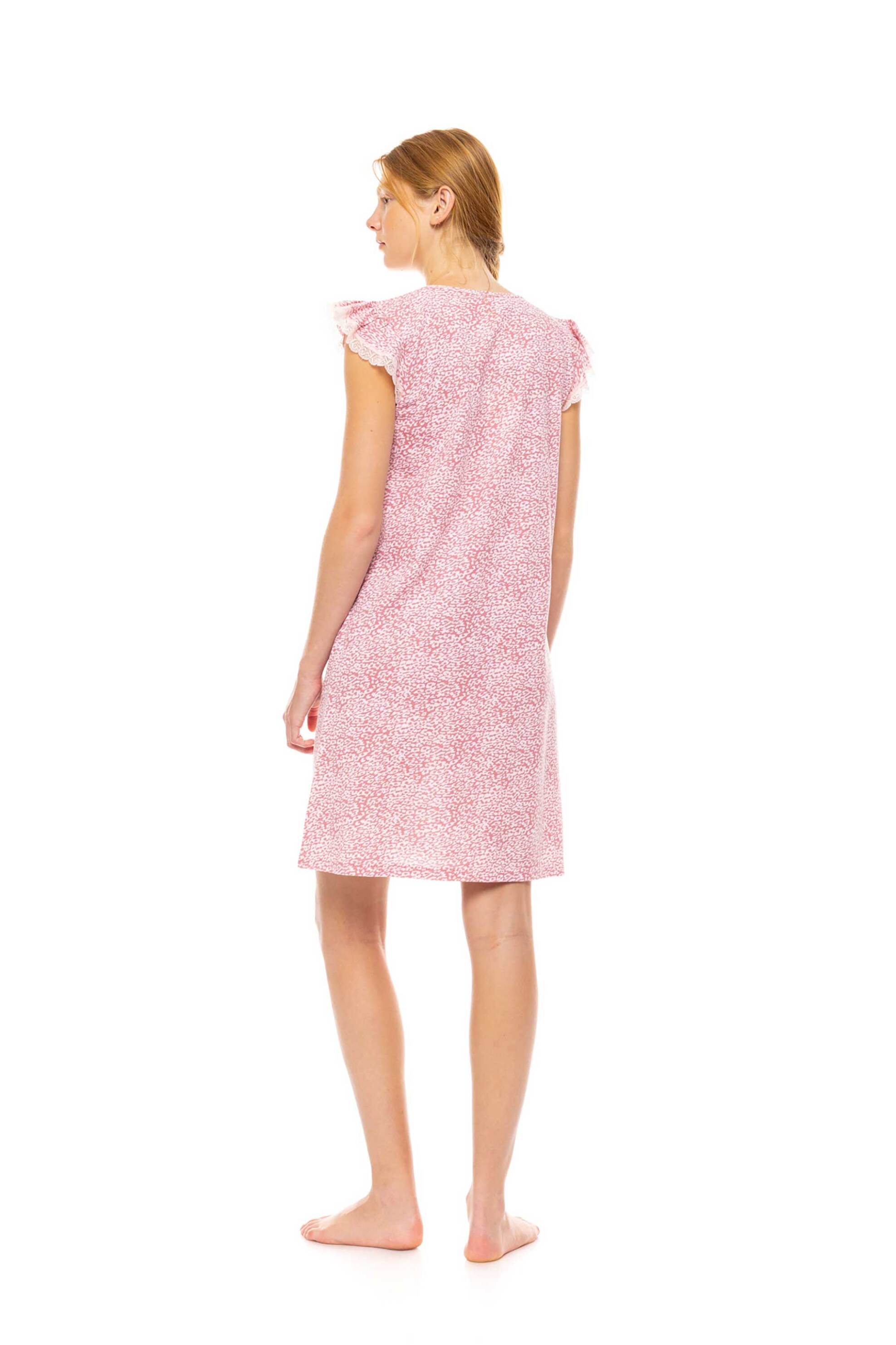 Pink Label γυναικείο νυχτικό με leopard rose print - S1463 Ροζ φωτογραφία