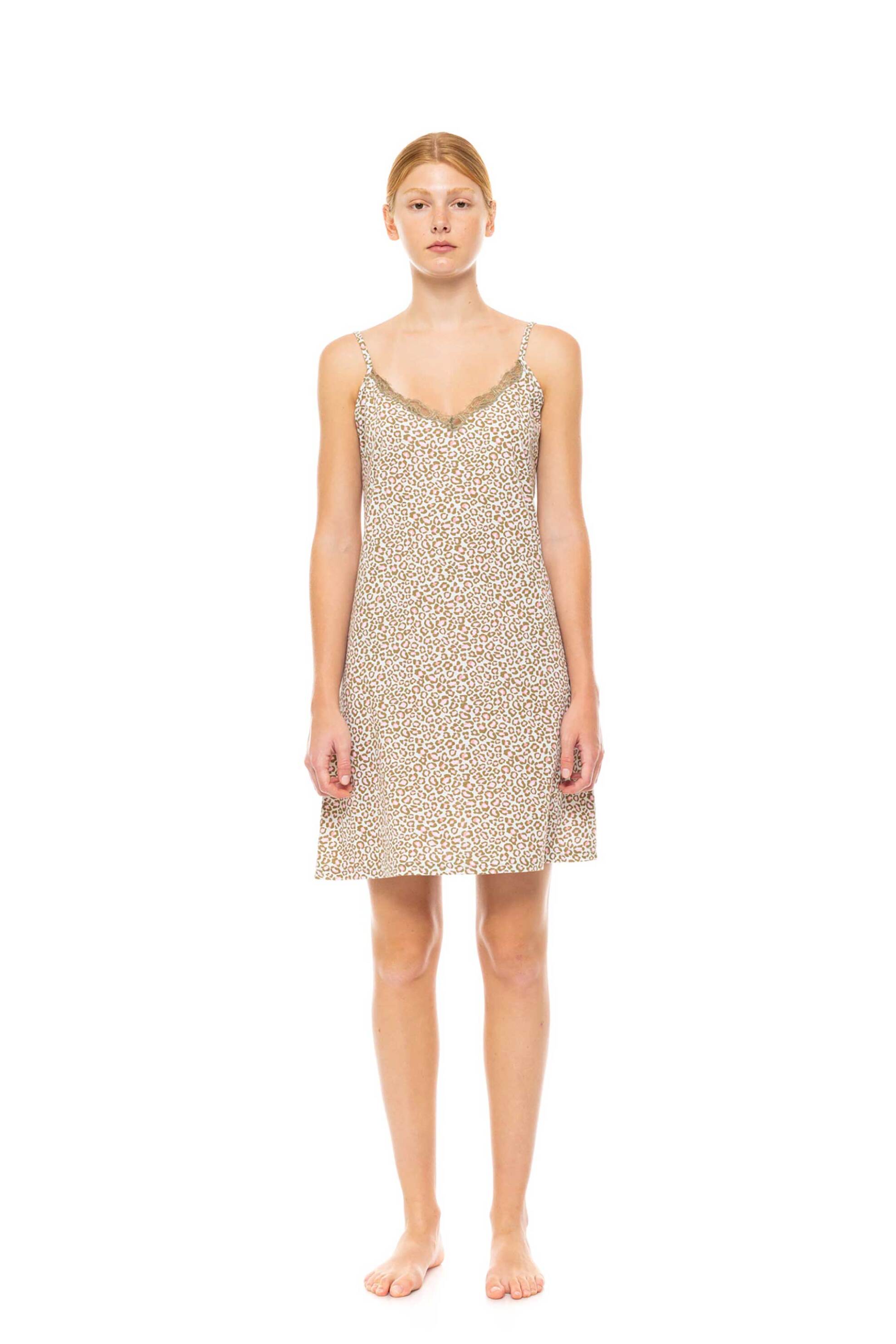 PINK LABEL Pink Label γυναικείο νυχτικό με leopard mint print - S1468 Πράσινο Μέντας