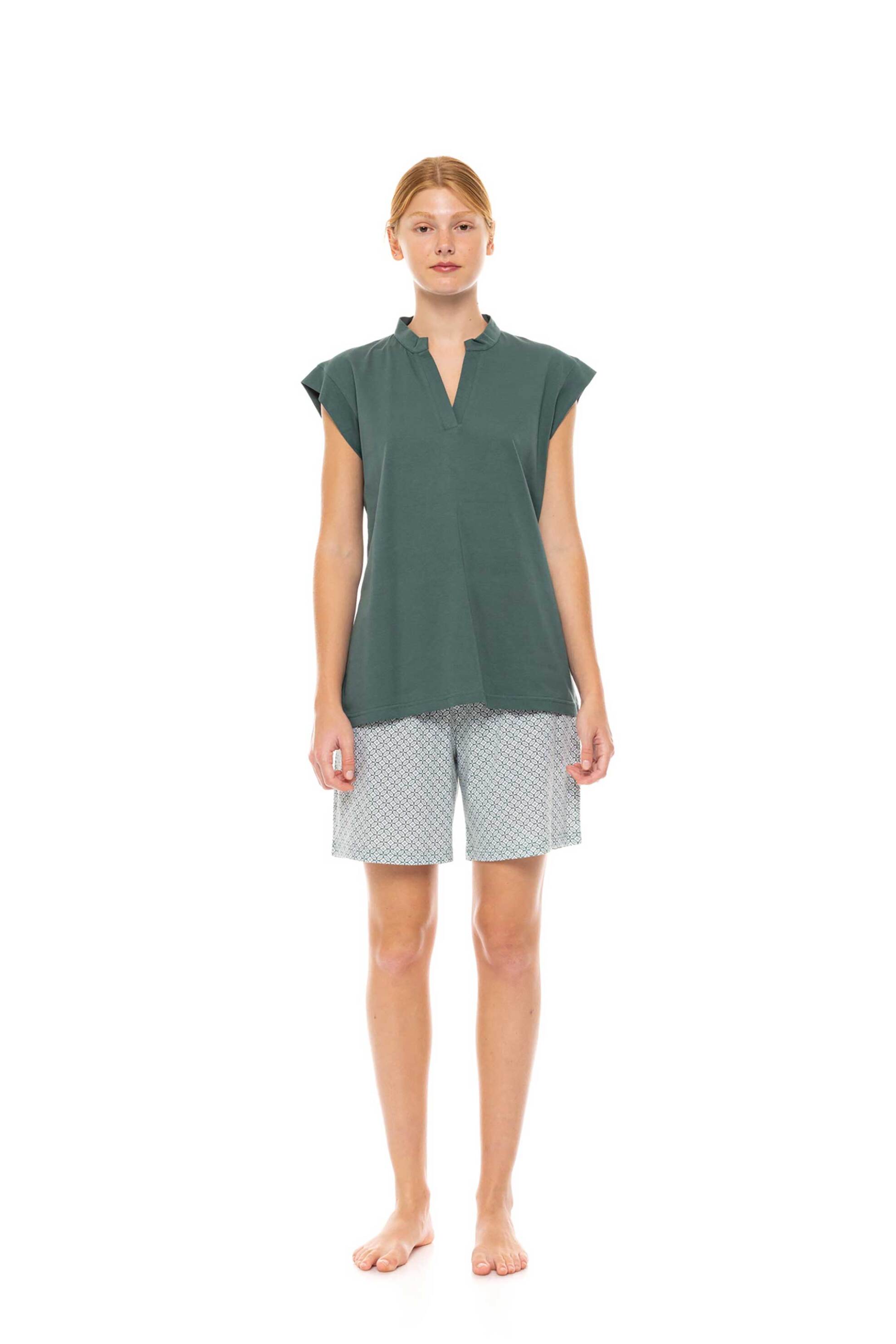PINK LABEL Pink Label γυναικεία πιτζάμα με all-over print - S1477 Βεραμάν