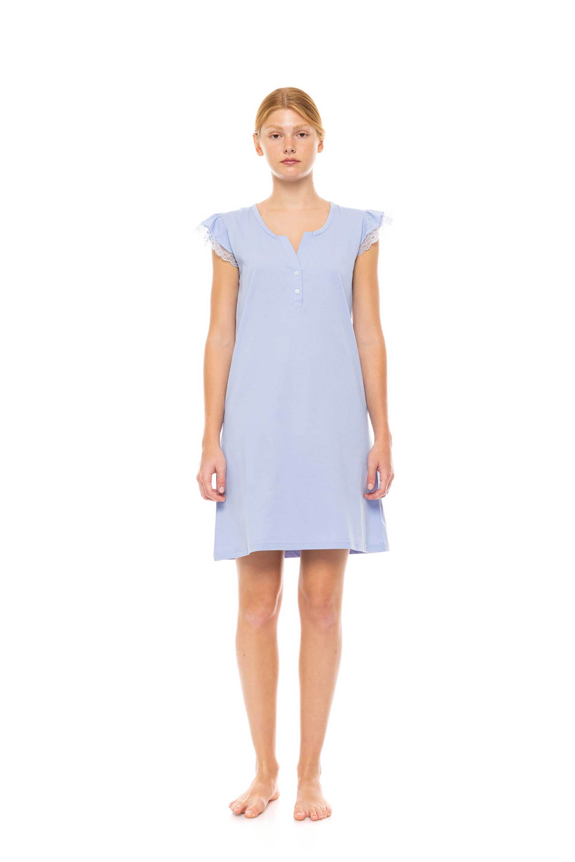 PINK LABEL Pink Label γυναικείο νυχτικό μονόχρωμο - S1511 Σιελ