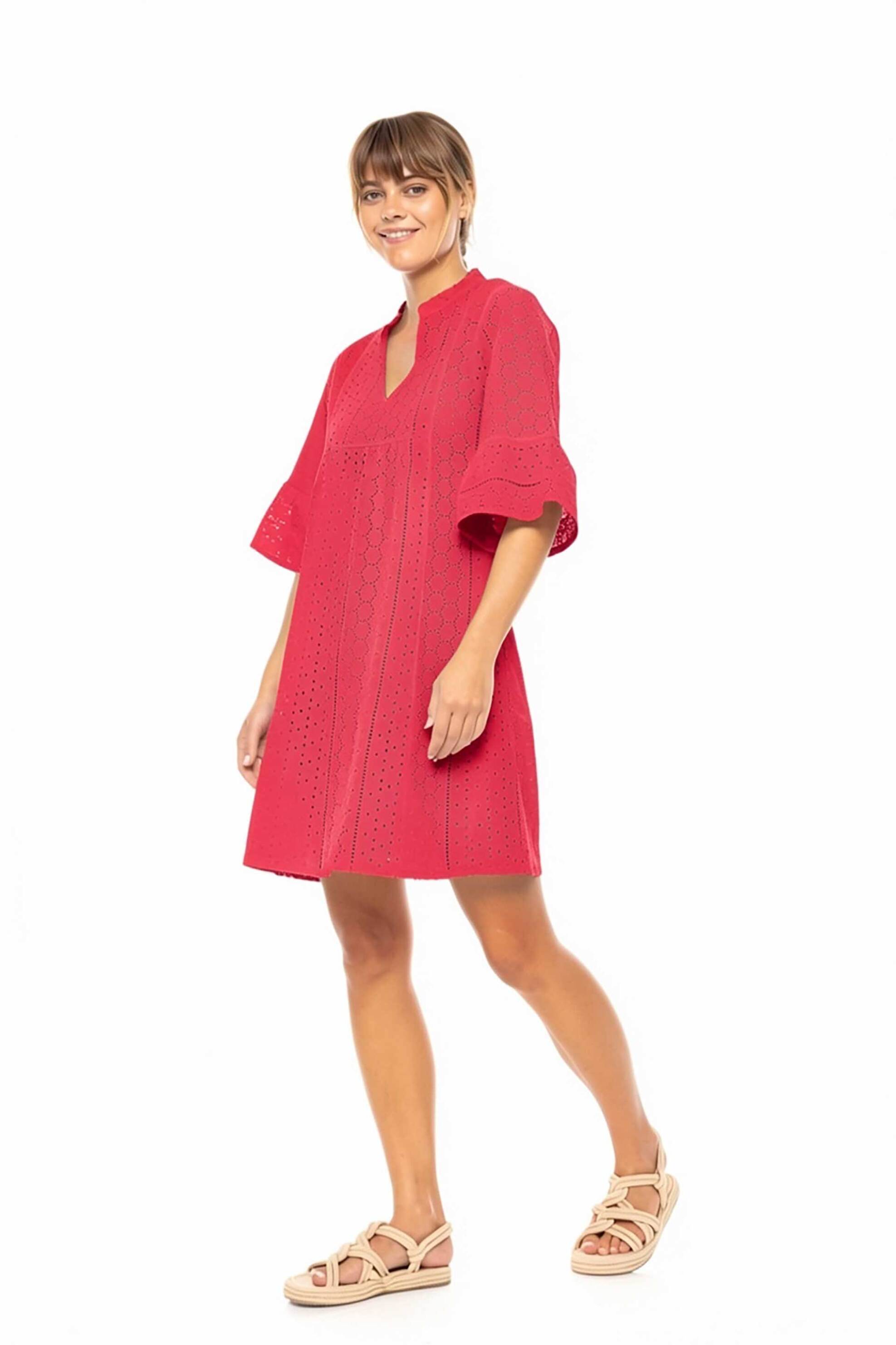 Pink Label γυναικείο φόρεμα παραλίας κιπούρ - BN-300 Φούξια