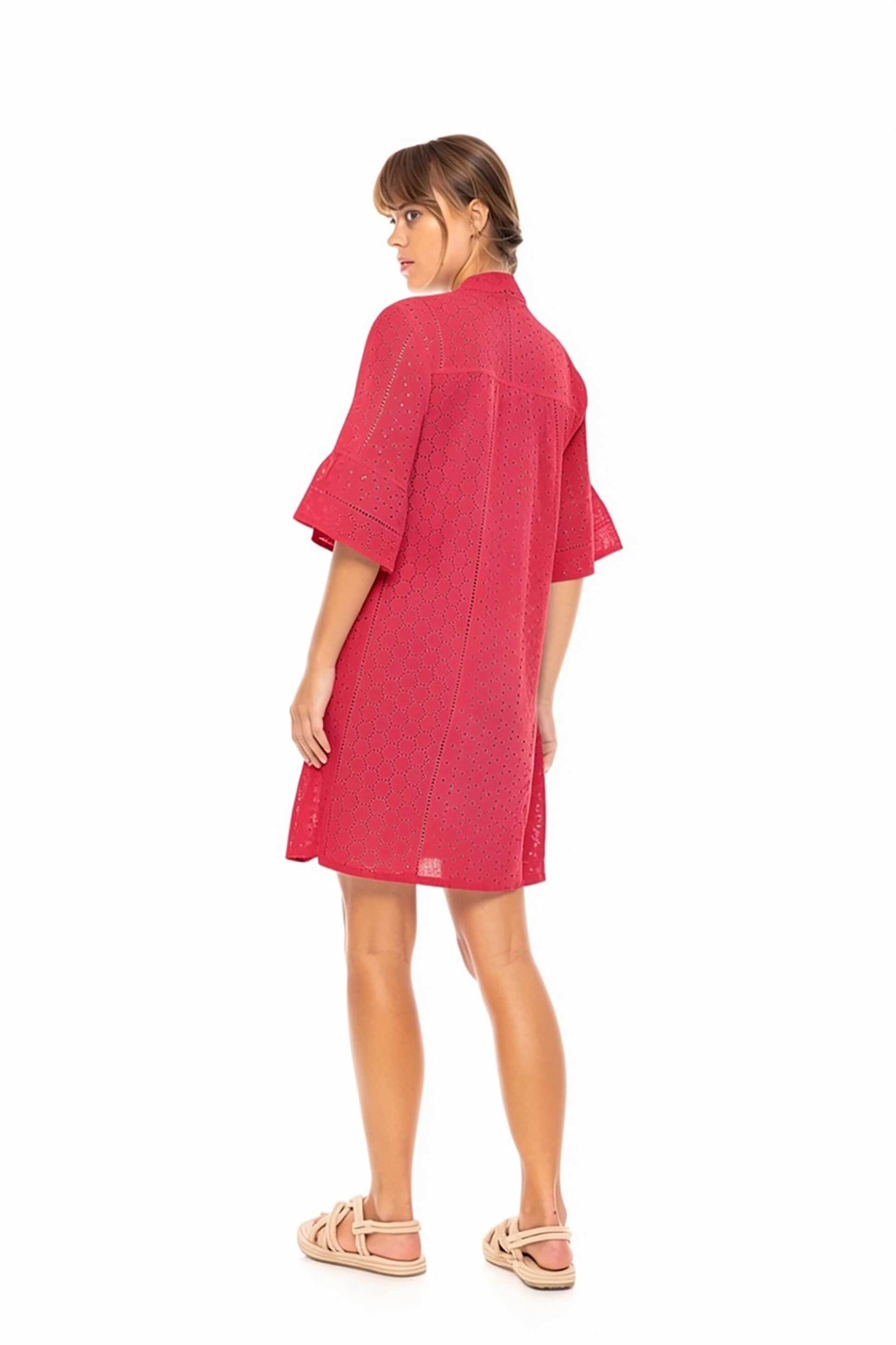 Pink Label Γυναικείο Φόρεμα Παραλίας Κιπούρ - Bn-300 Φούξια
