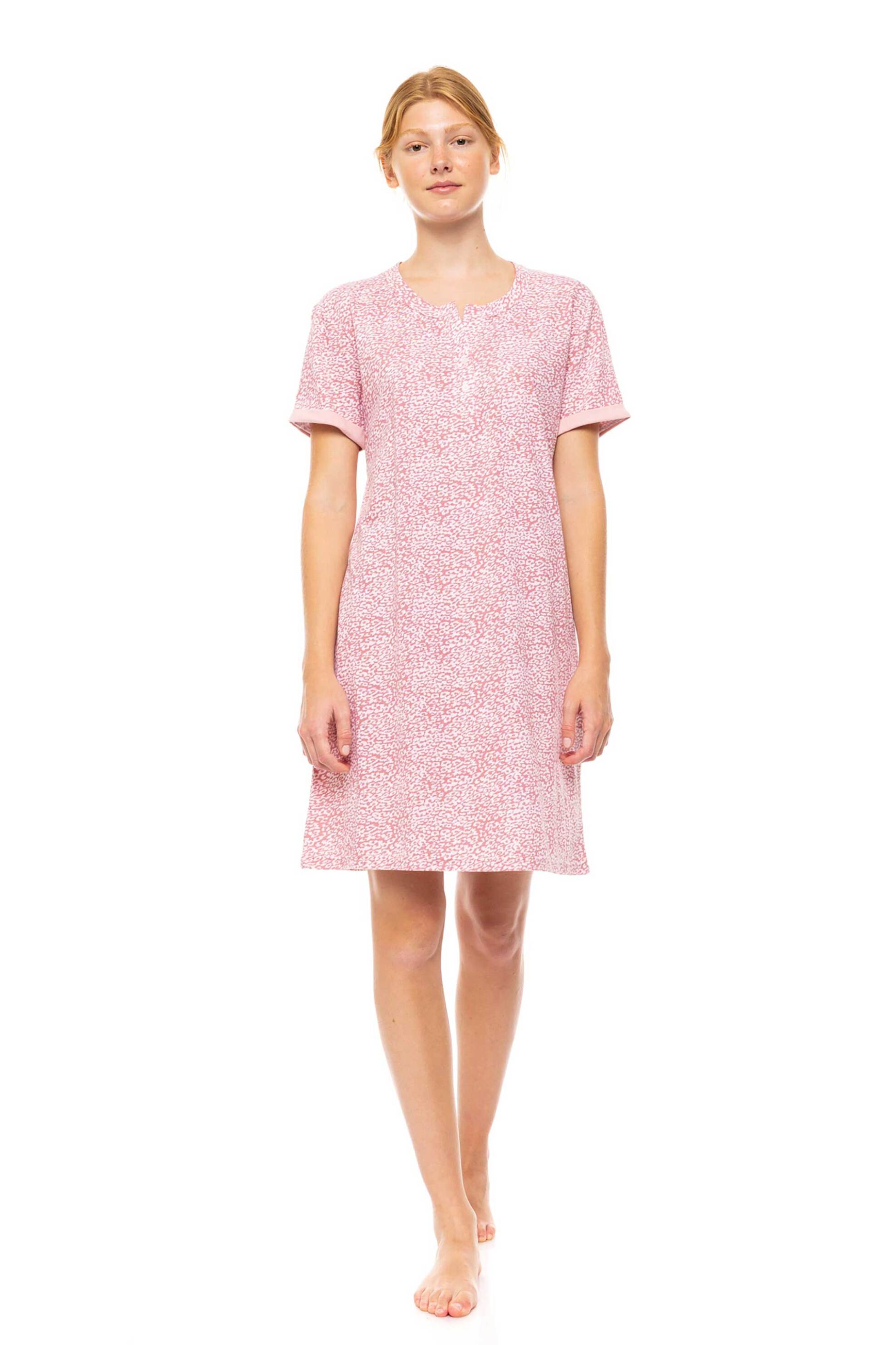 PINK LABEL Pink Label γυναικείο νυχτικό με leopard rose print - S1461 Ροζ