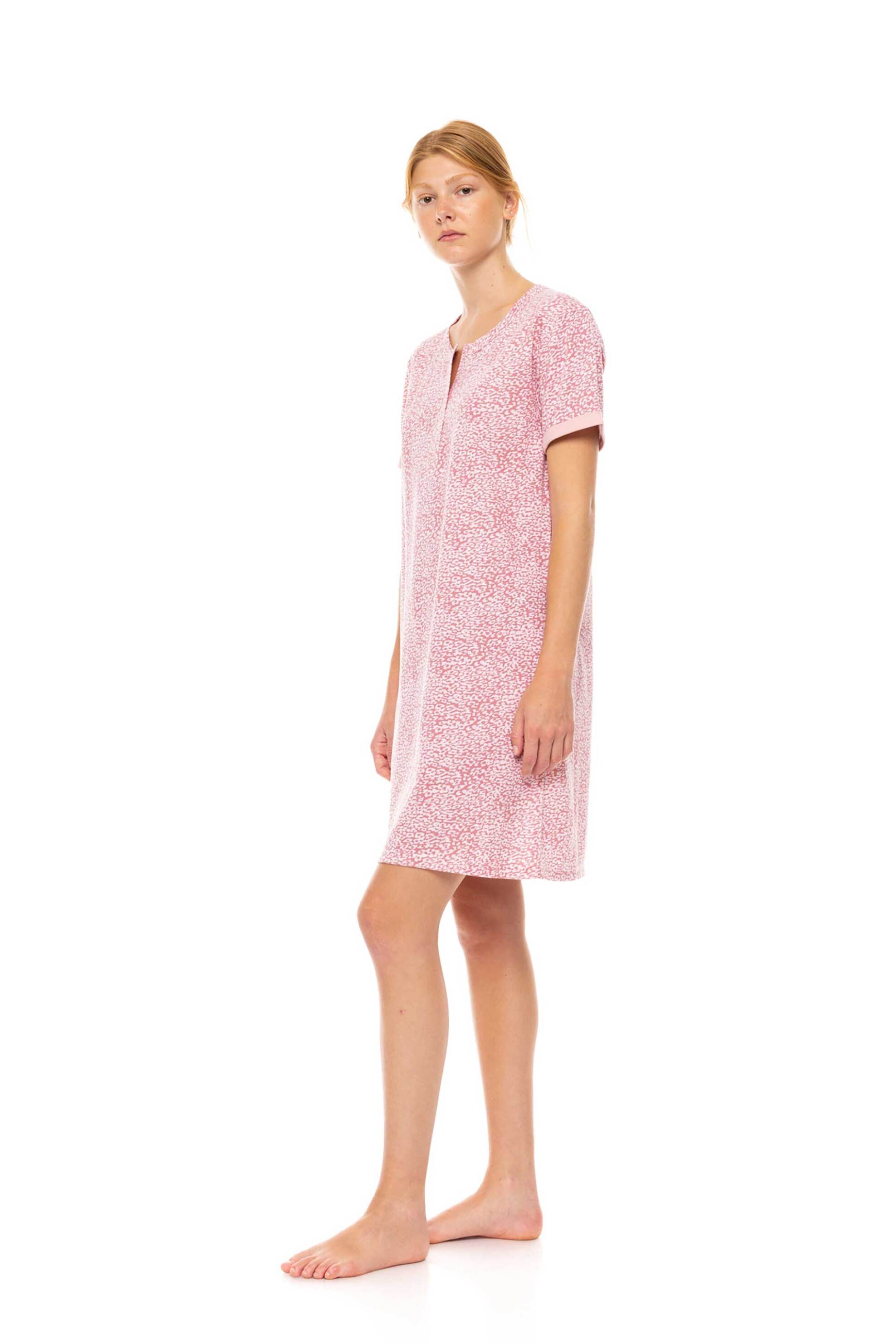Pink Label γυναικείο νυχτικό με leopard rose print - S1461 Ροζ φωτογραφία