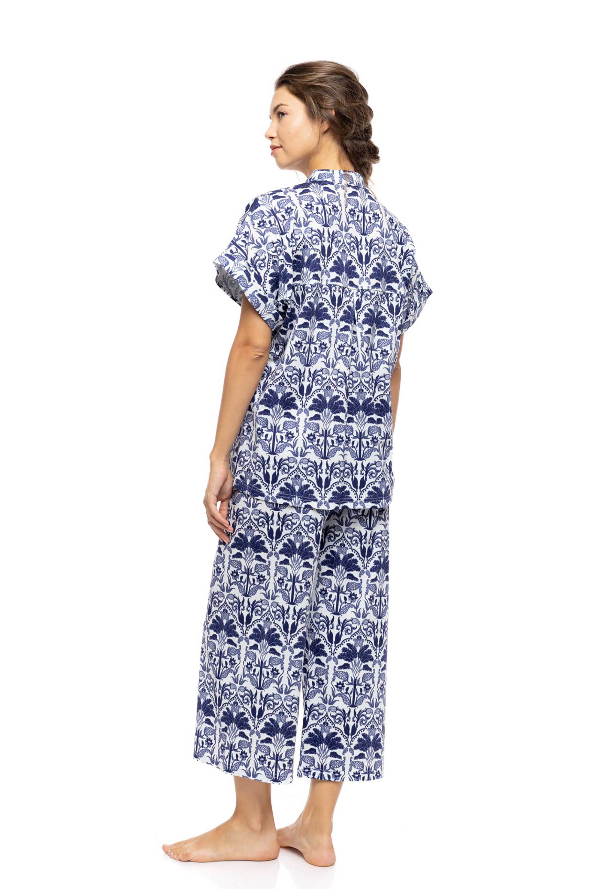 Pink Label Σετ Γυναικείες Πιτζάμες Blue Tropical - S1551 Μπλε