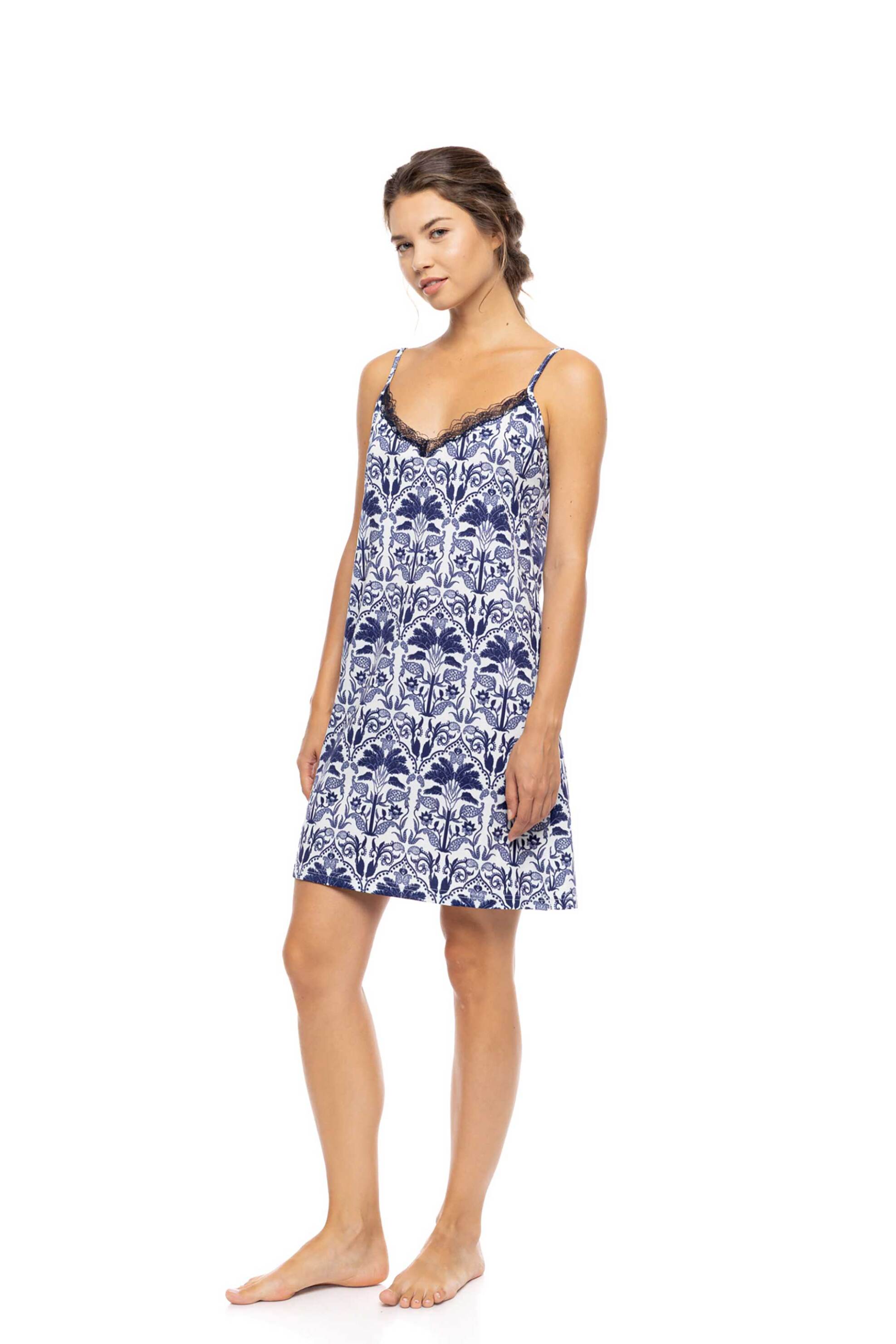 PINK LABEL Pink Label γυναικείο νυχτικό "Blue Tropical" - S1556 Μπλε - 2