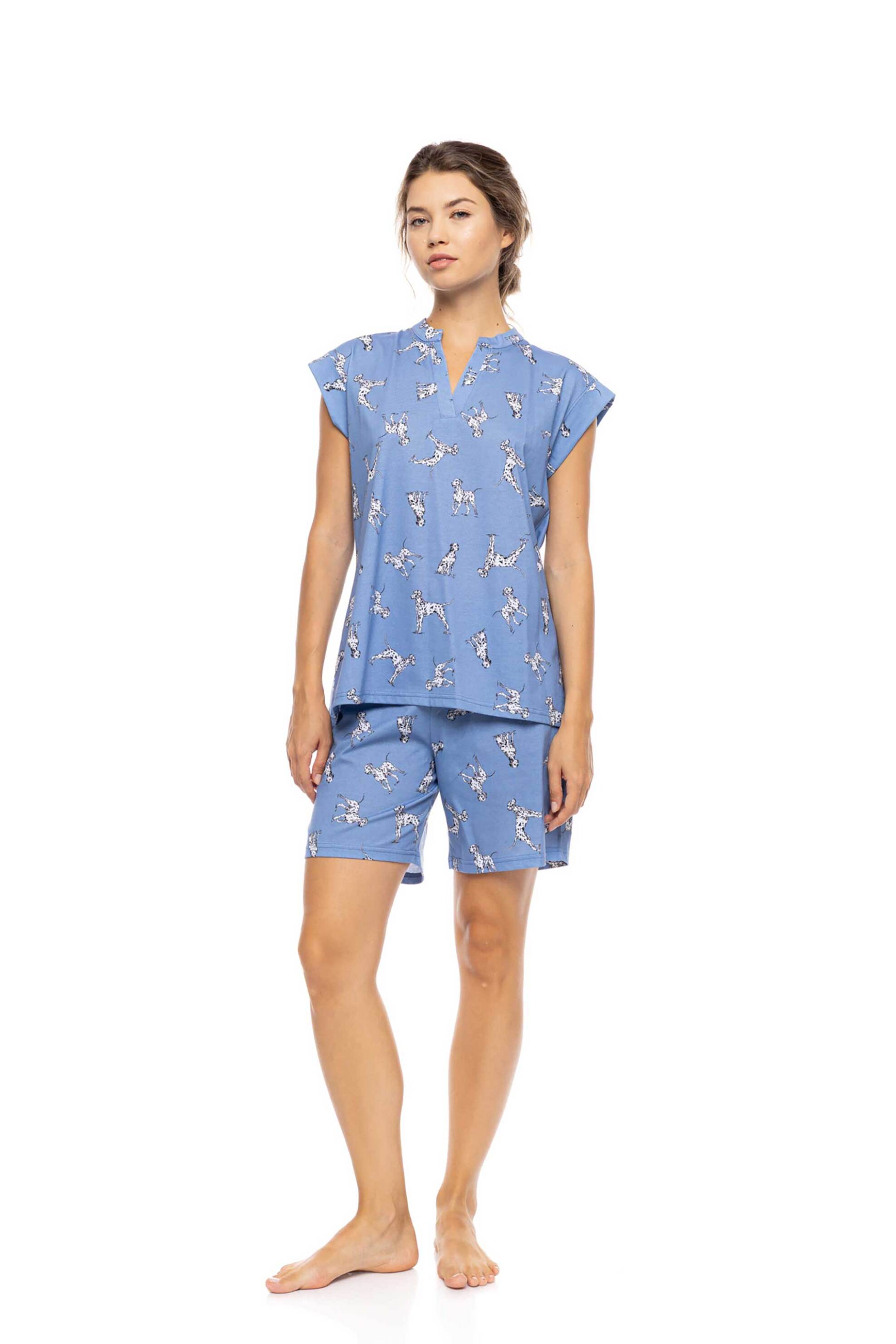 PINK LABEL Pink Label σετ γυναικείες πιτζάμες με σορτς "Dalmatian Denim" - S1564 Μπλε