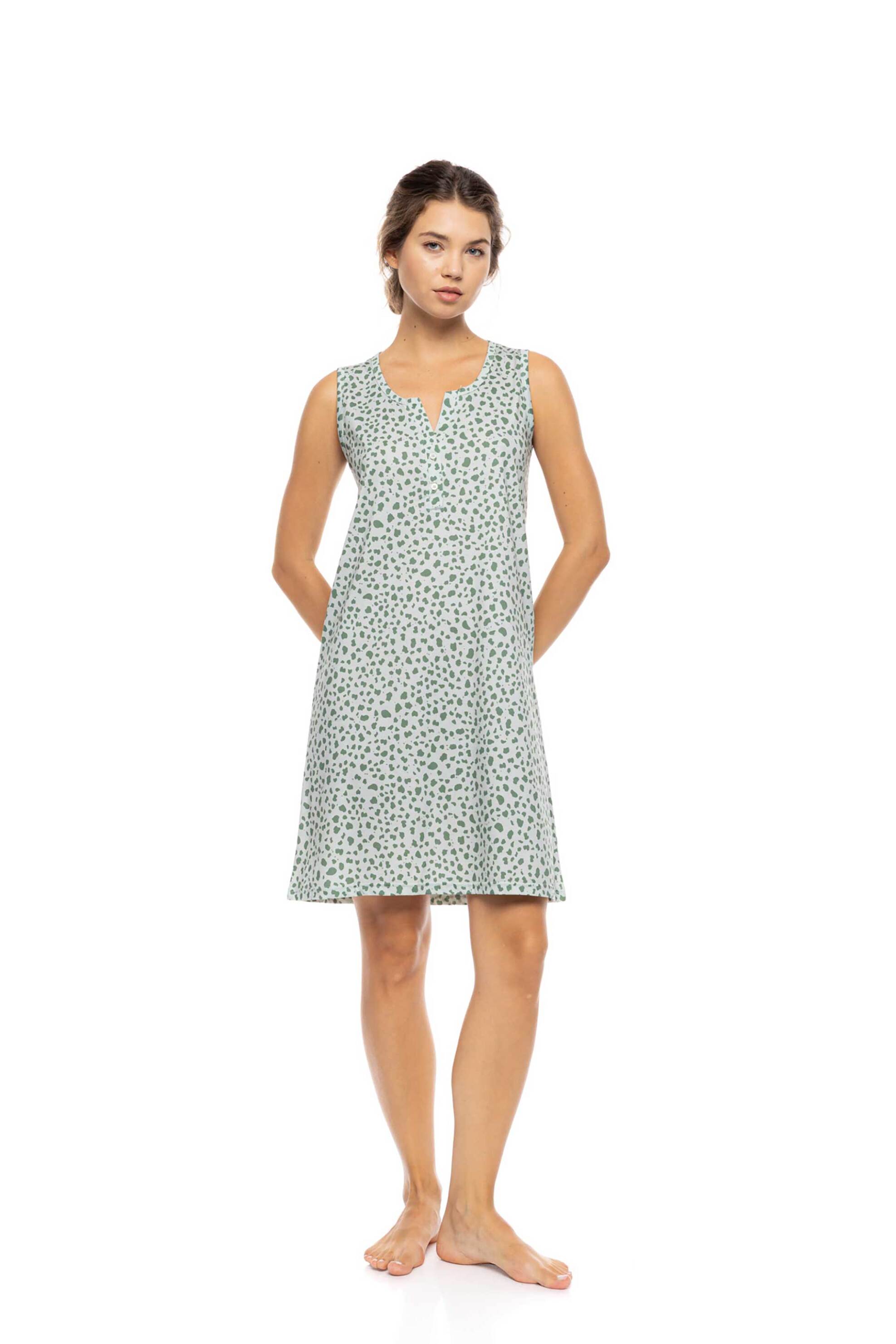 PINK LABEL Pink Label γυναικείο νυχτικό "Jade Leo" - S1571 Πράσινο