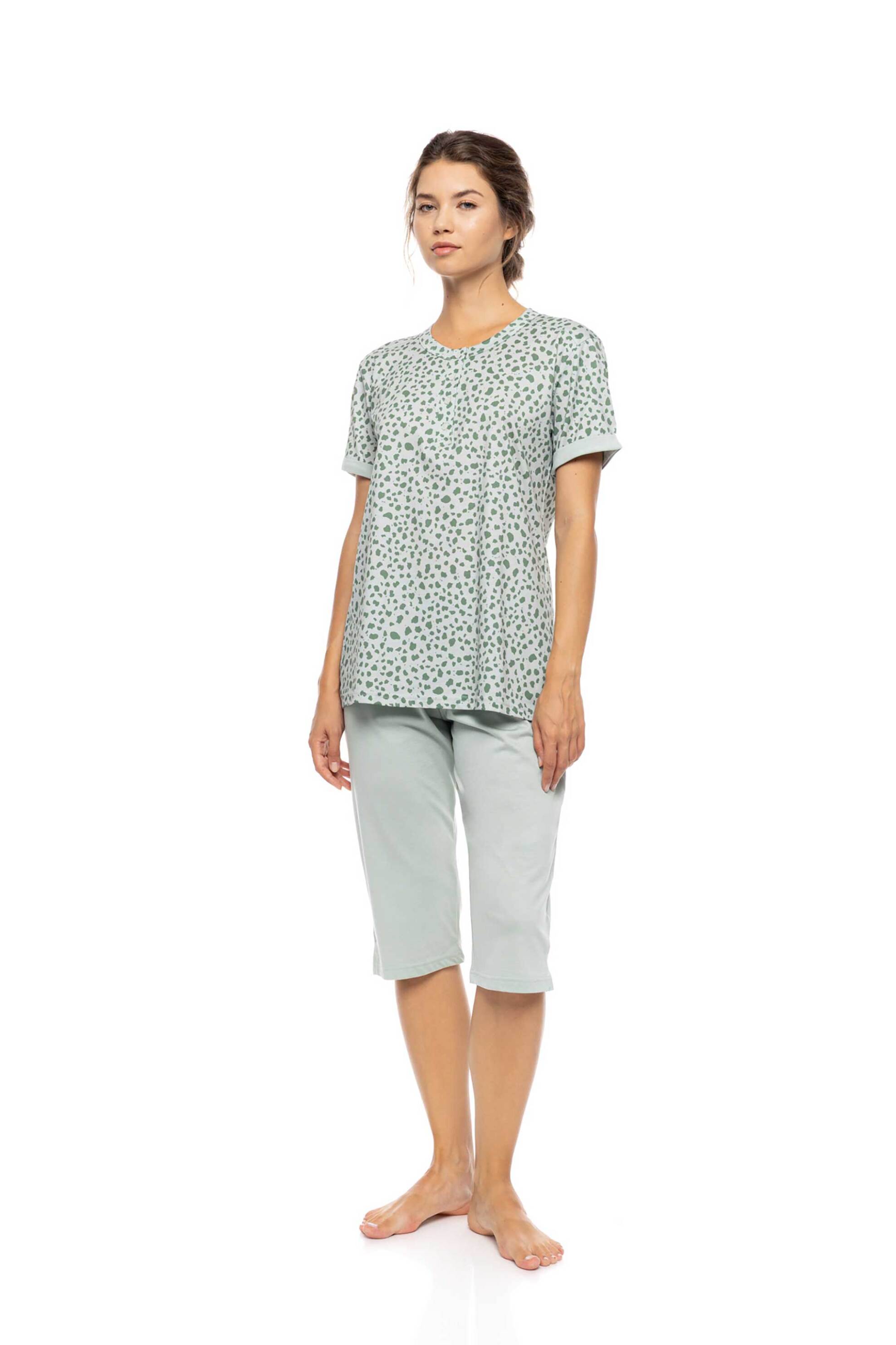 PINK LABEL Pink Label σετ γυναικείες πιτζάμες "Capri Jade Leo" - S1572 Πράσινο - 2