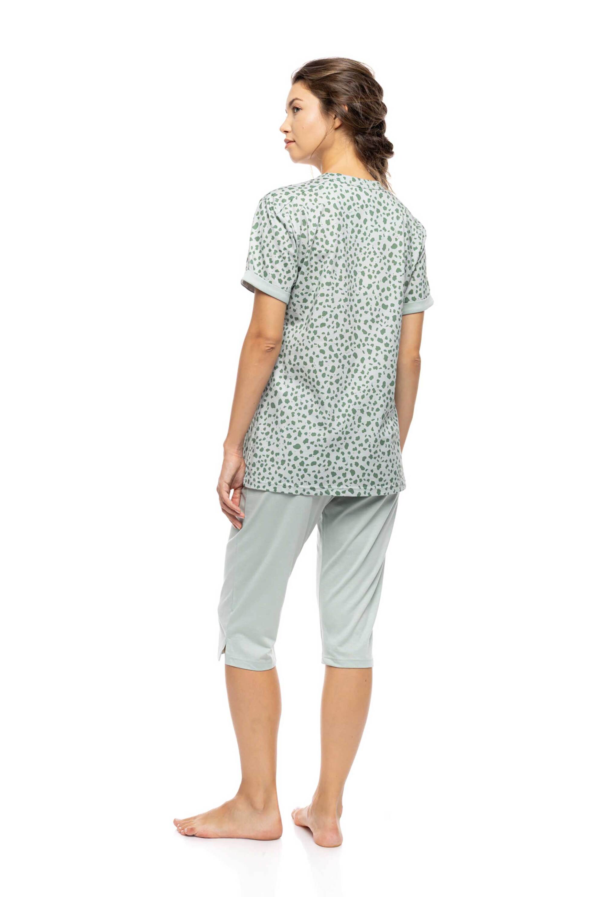 Pink Label Σετ Γυναικείες Πιτζάμες Capri Jade Leo - S1572 Πράσινο