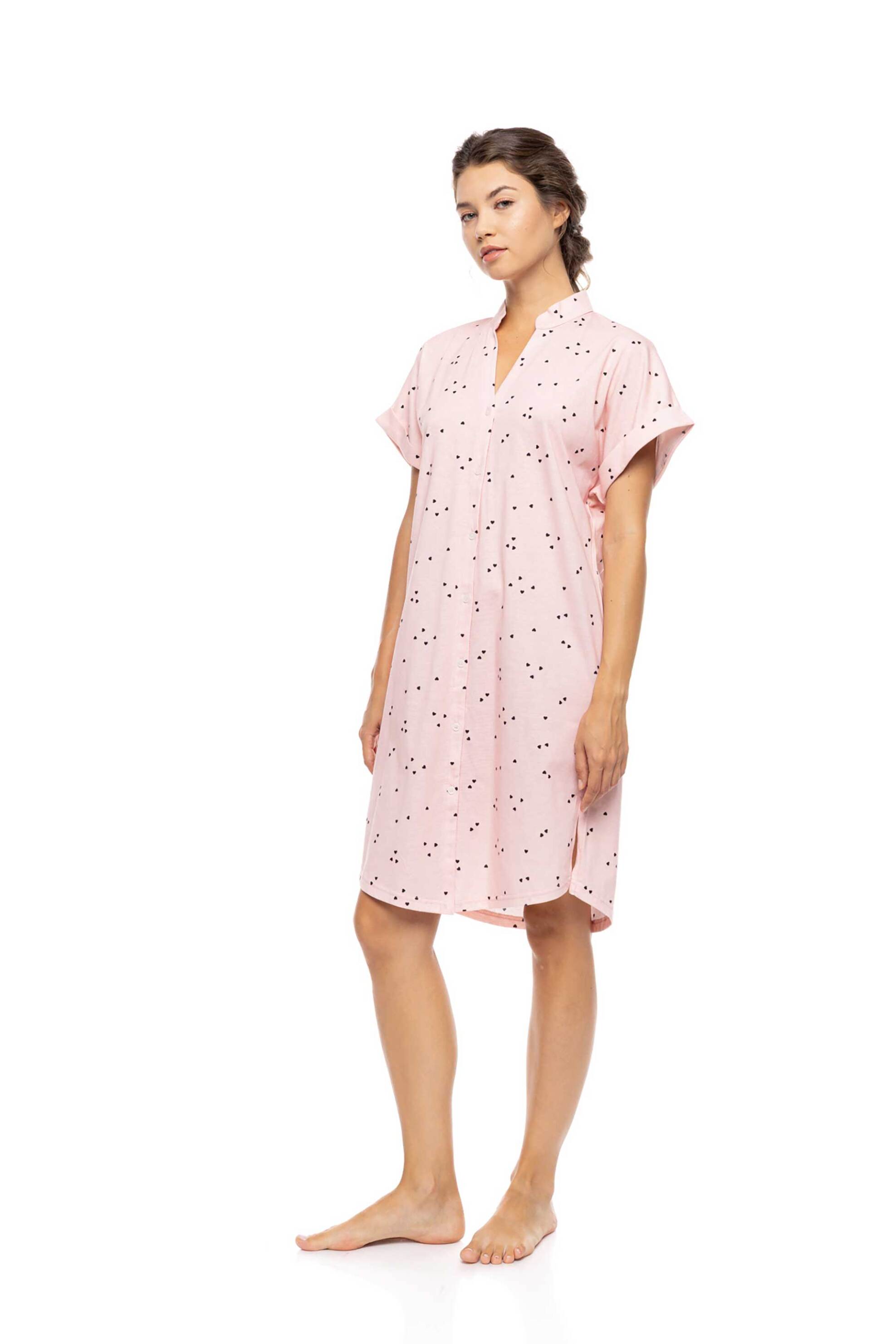 PINK LABEL Pink Label γυναικείο νυχτικό "Little Heart Pink" - S1578 Ροζ - 2