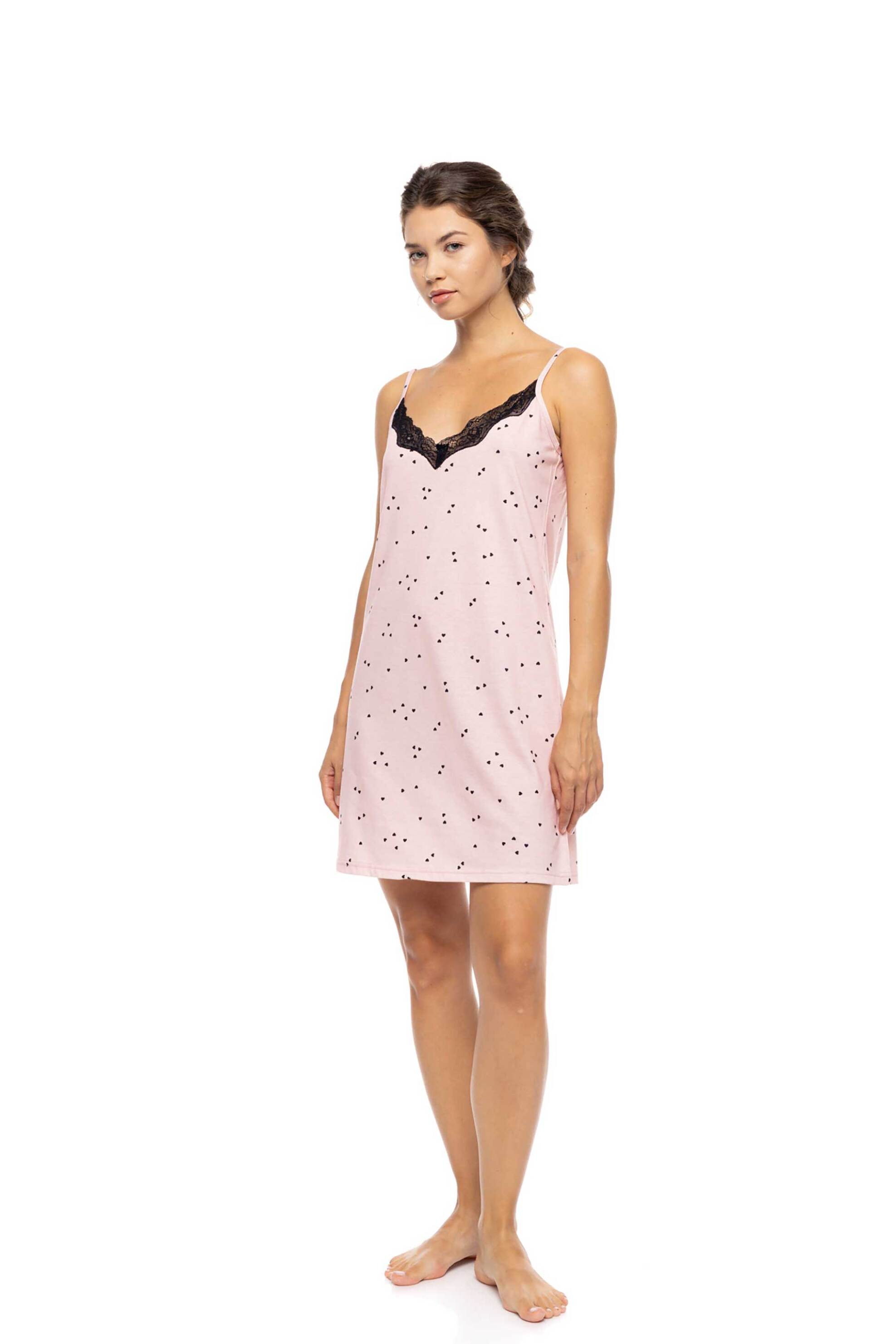 Pink Label γυναικείο νυχτικό "Little Heart Pink" - S1580 Ροζ φωτογραφία