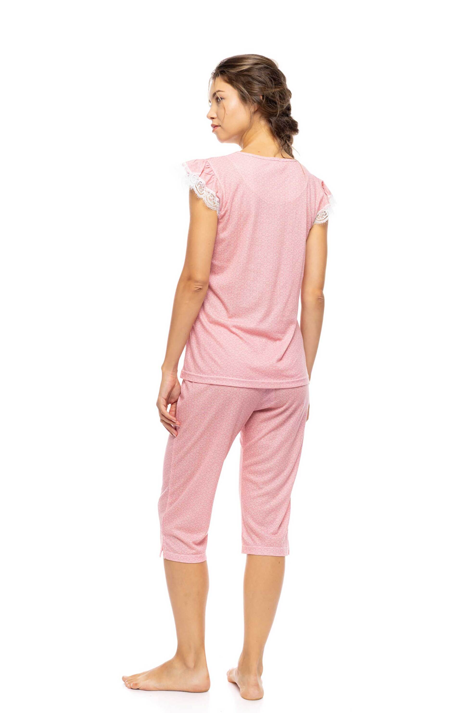 Pink Label σετ γυναικείες πιτζάμες με capri παντελόνι "Summer Geo" - S1591 Ροζ φωτογραφία