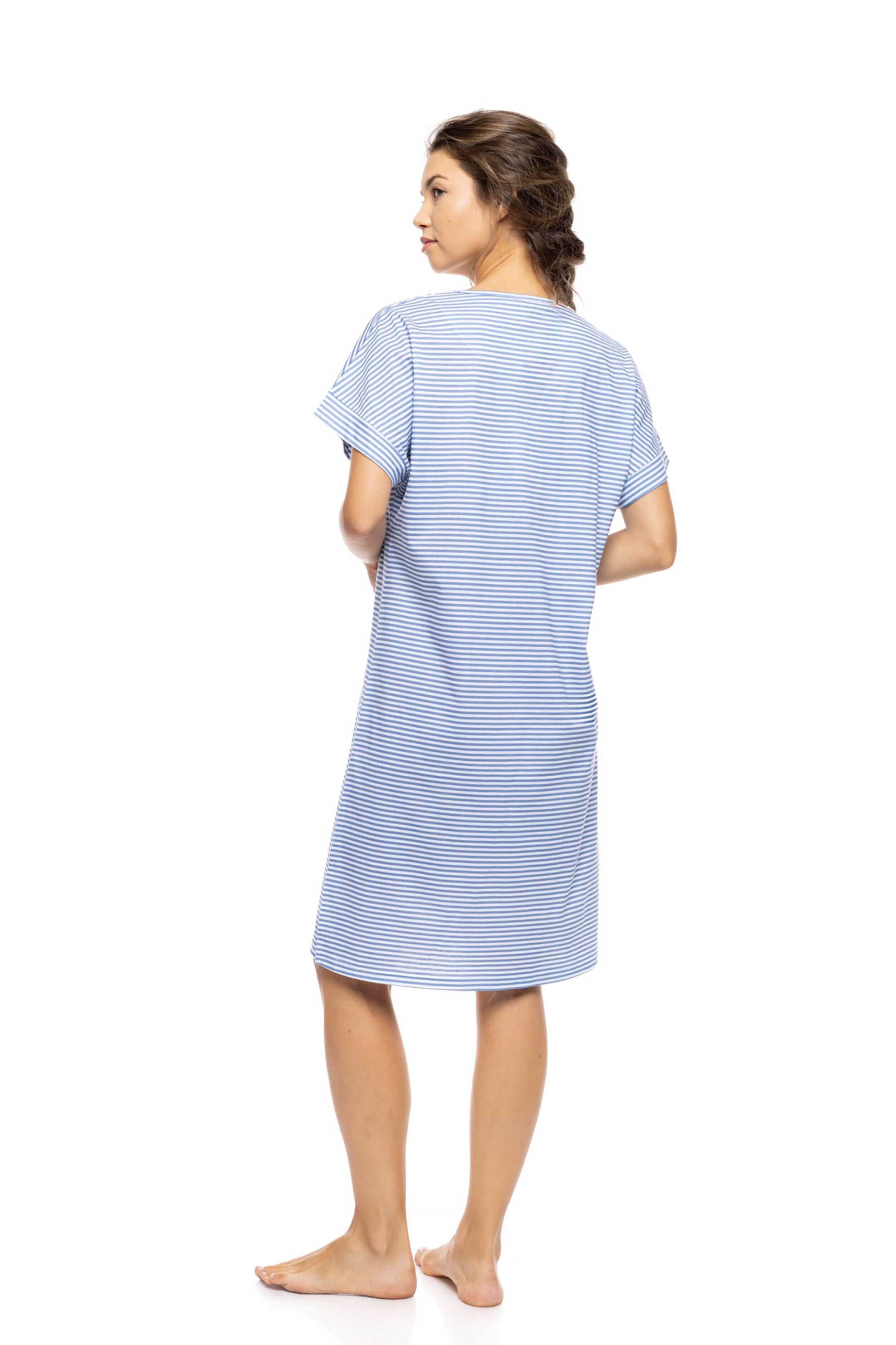 Pink Label Γυναικείο Νυχτικό με Ρίγες Mariniere - S1598 Μπλε