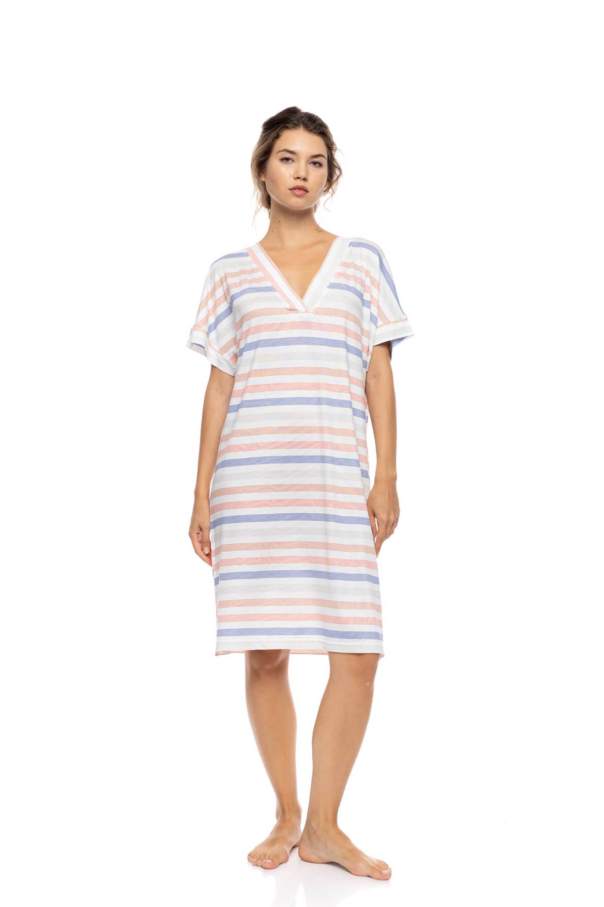 PINK LABEL Pink Label γυναικείο νυχτικό "Sunset Stripe" - S1605 Μπλε