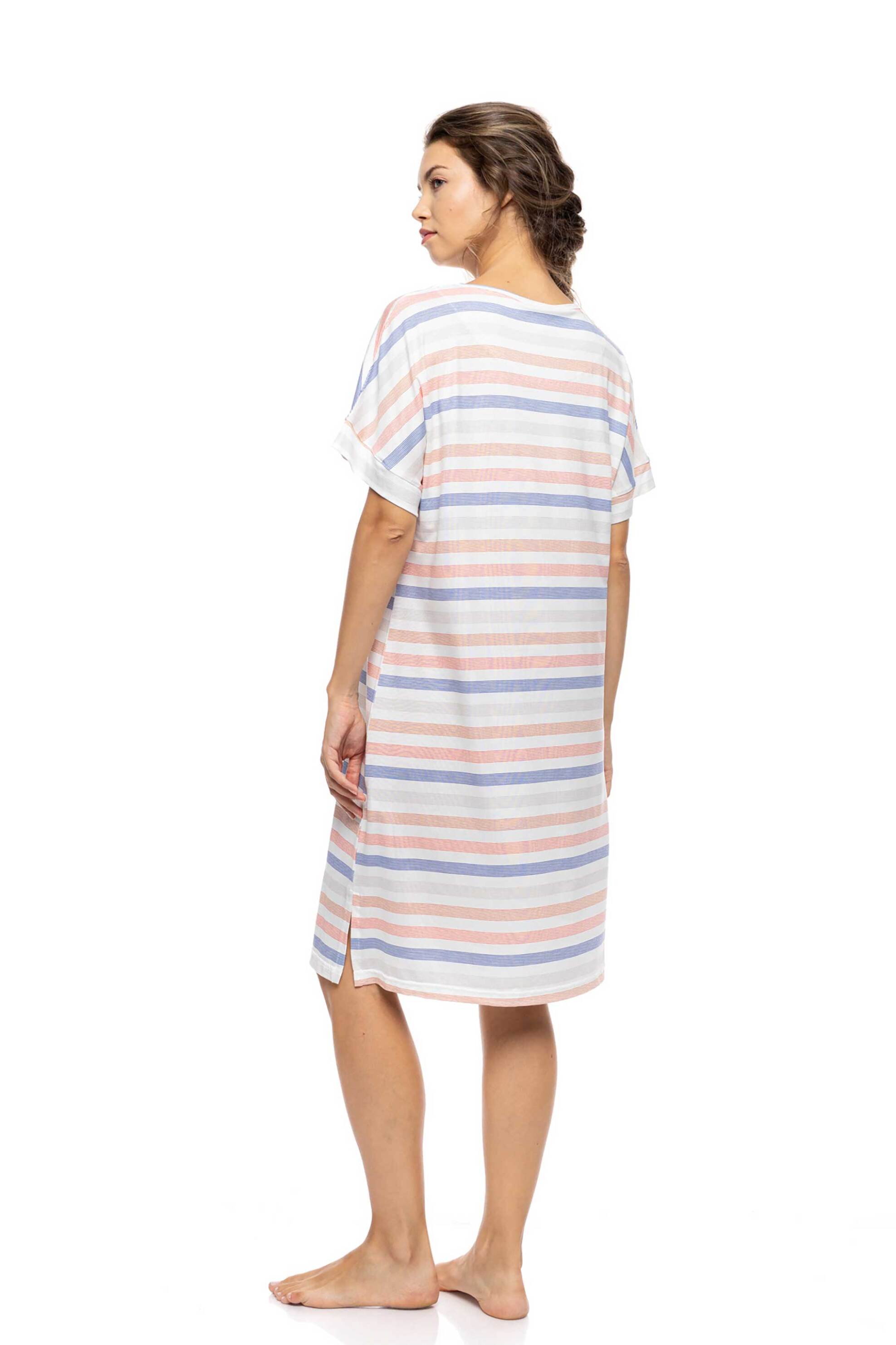 Pink Label Γυναικείο Νυχτικό Sunset Stripe - S1605 Μπλε