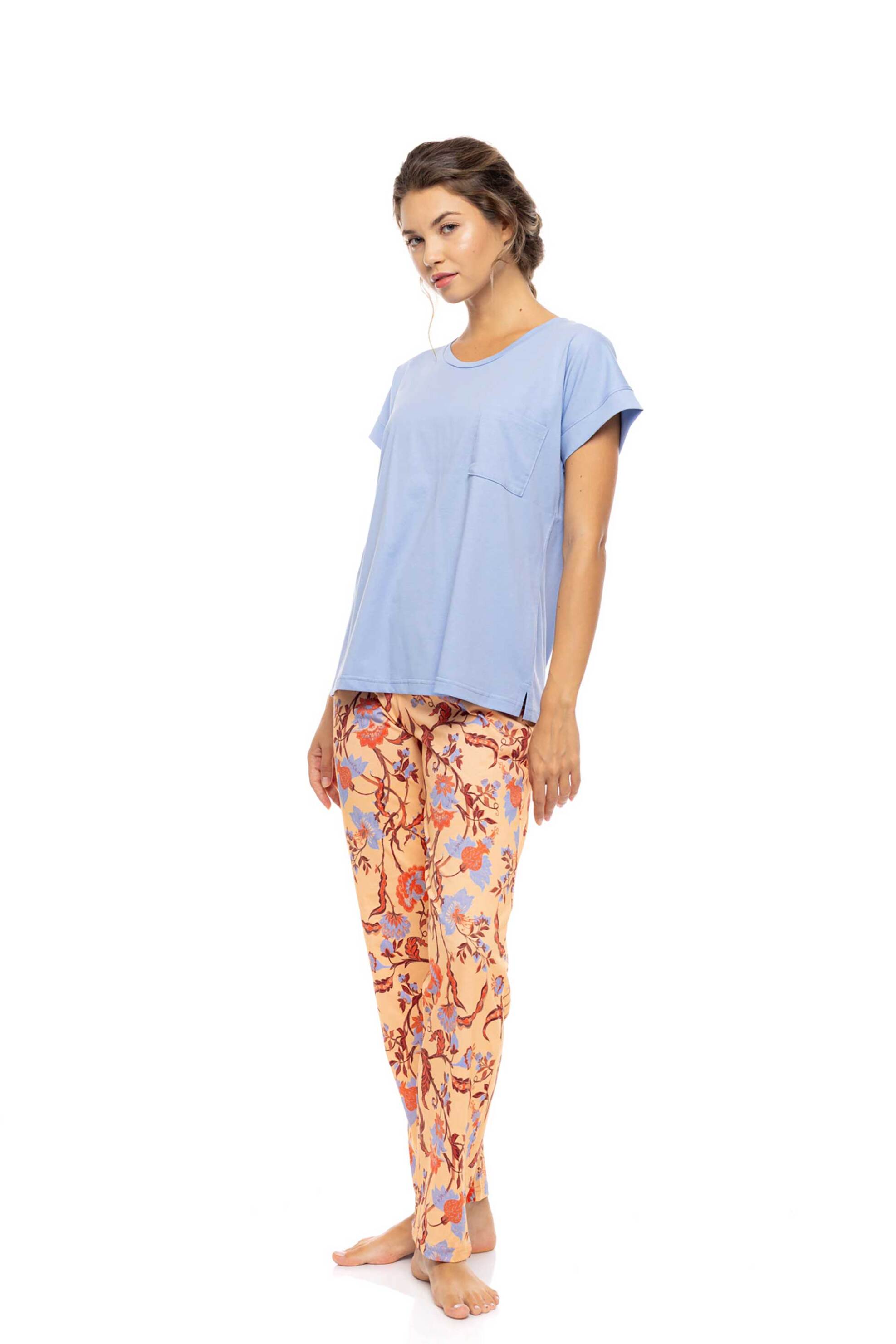 PINK LABEL Pink Label σετ γυναικείες πιτζάμες "Tropical Flower" - S1609 Μπλε - 2