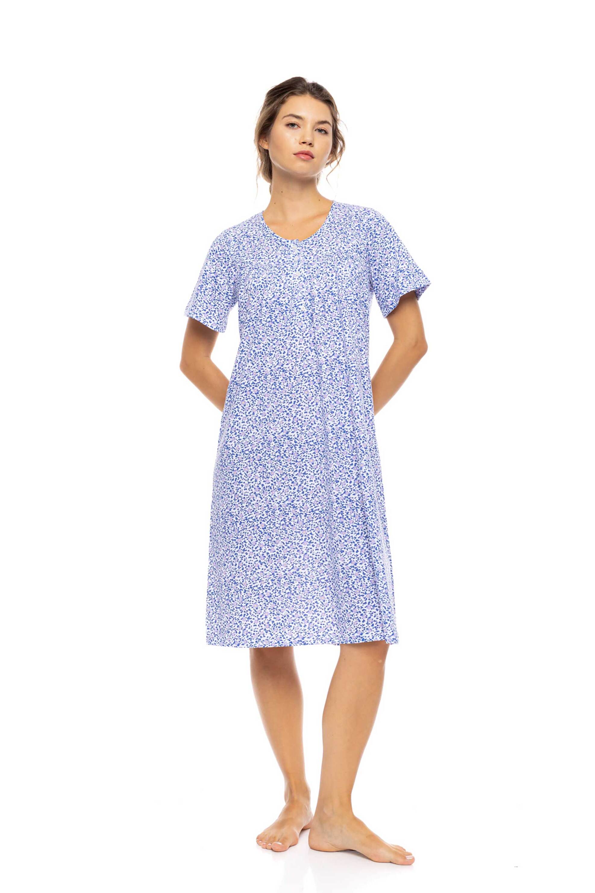 PINK LABEL Pink Label γυναικείο νυχτικό "Summer Daisy" - S1622 Μπλε