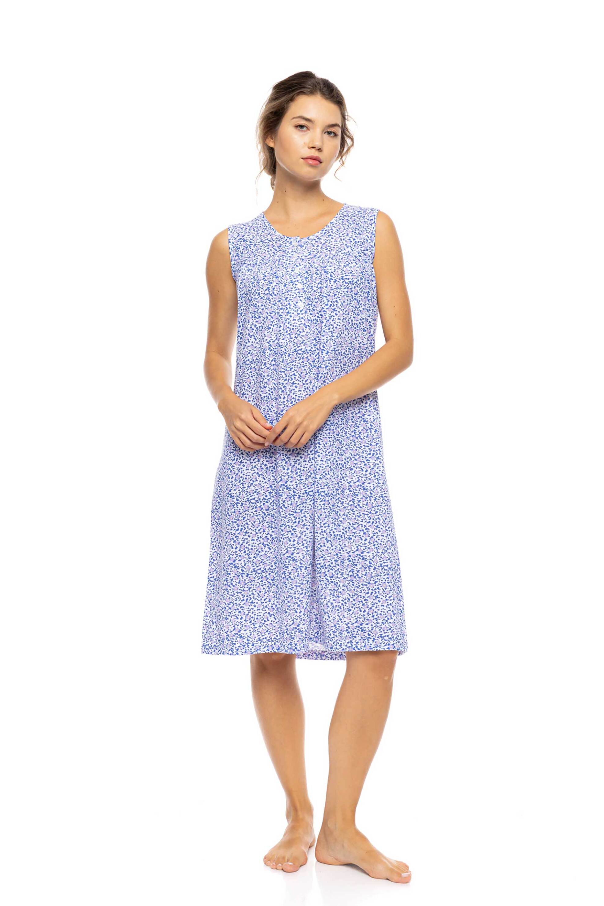 PINK LABEL Pink Label γυναικείο νυχτικό "Summer Daisy" - S1623 Μπλε