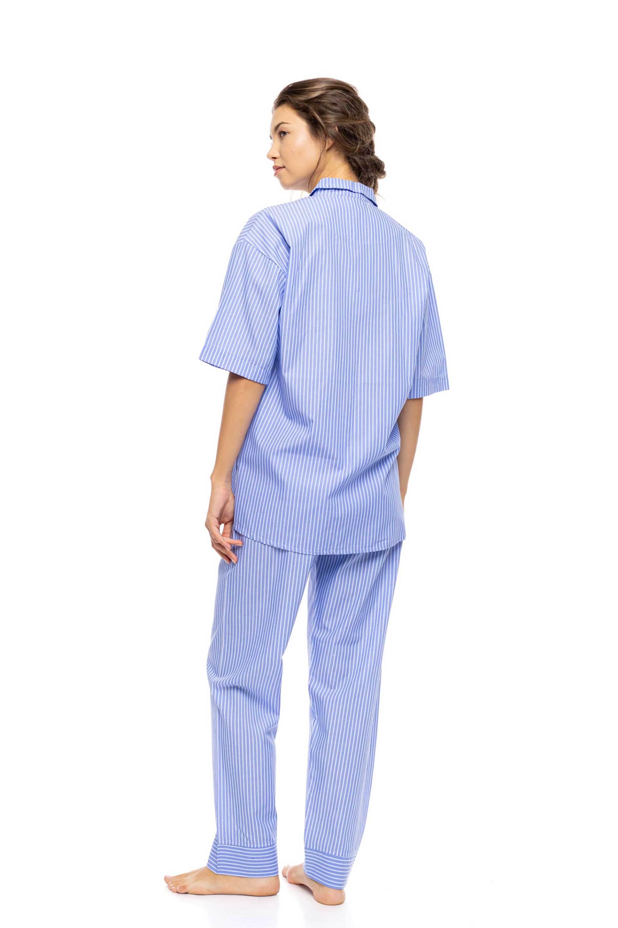 Pink Label Σετ Γυναικείες Πιτζάμες Ριγέ Duo Stripe - S1626 Σιελ
