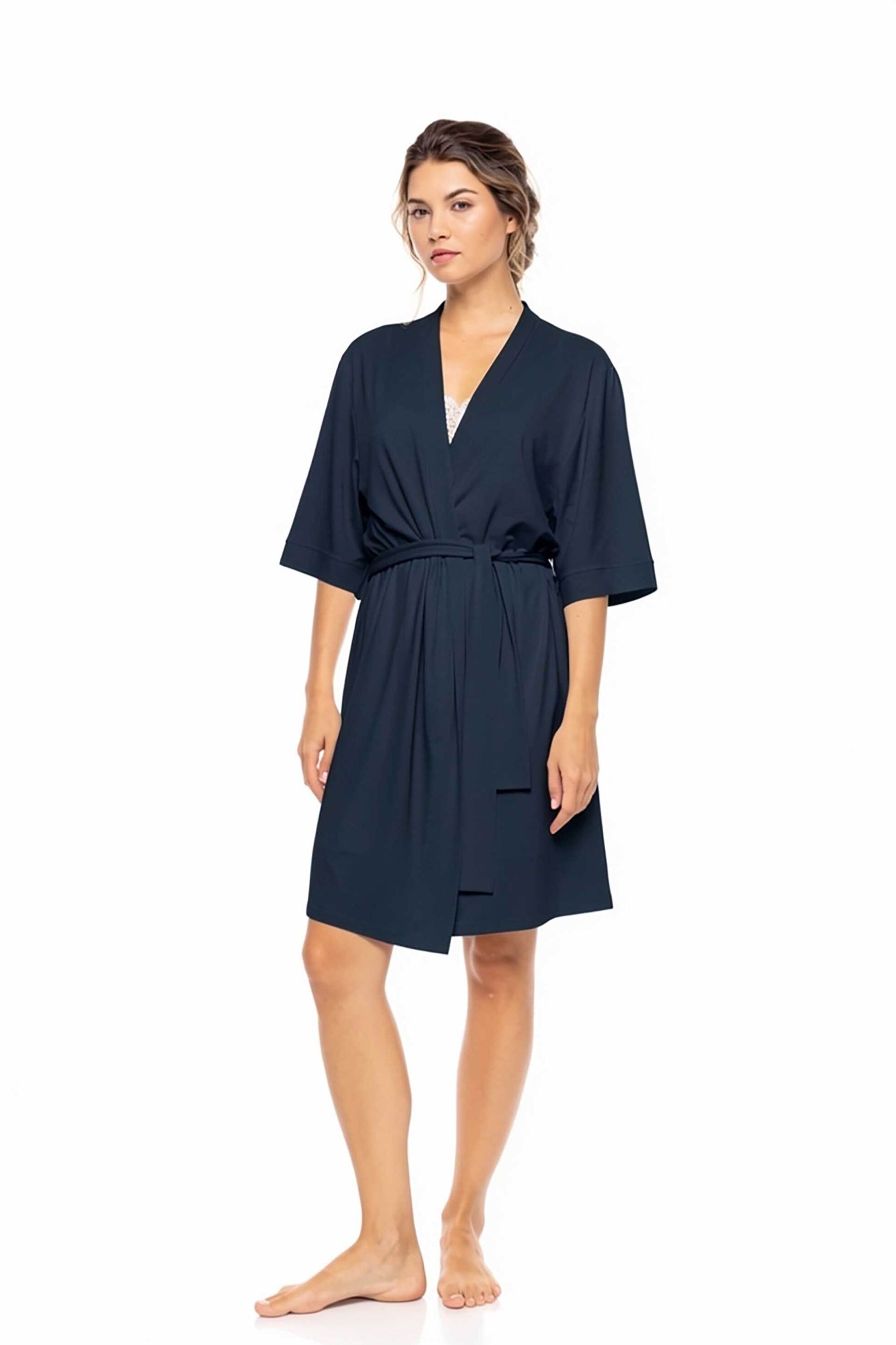 PINK LABEL Pink Label γυναικεία ρόμπα "Bamboo Nos" - SN-208 Μπλε Σκούρο