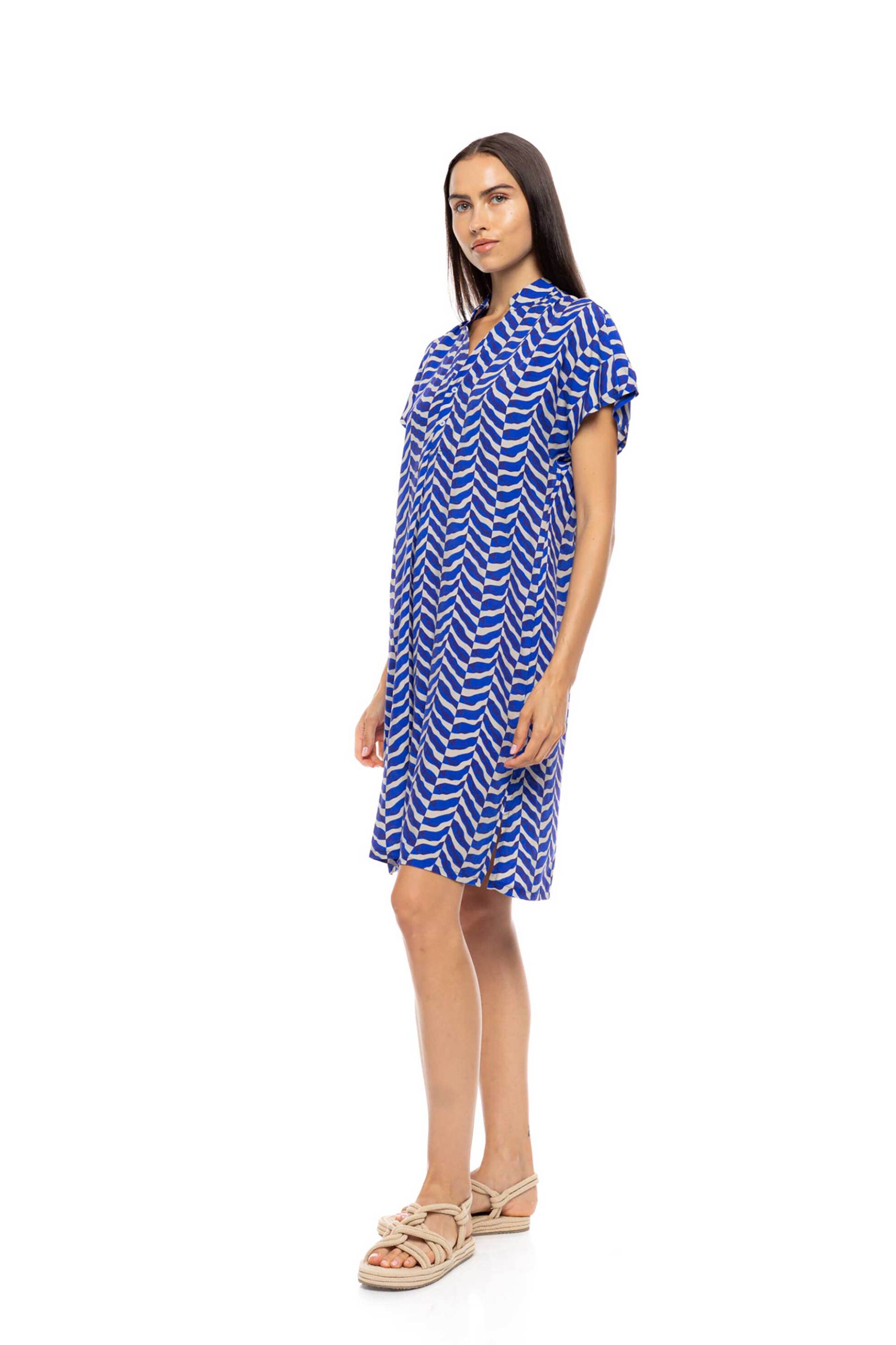 PINK LABEL Pink Label γυναικείο φόρεμα παραλίας με print "Aegean" - B685 Μπλε - 2