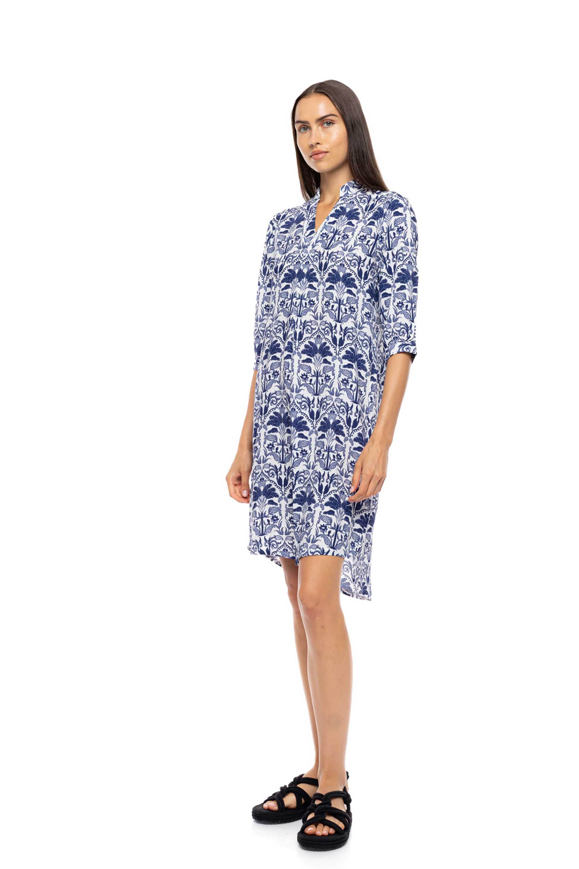PINK LABEL Pink Label γυναικείο φόρεμα παραλίας με print "Tropical" - B697 Γαλάζιο - 2