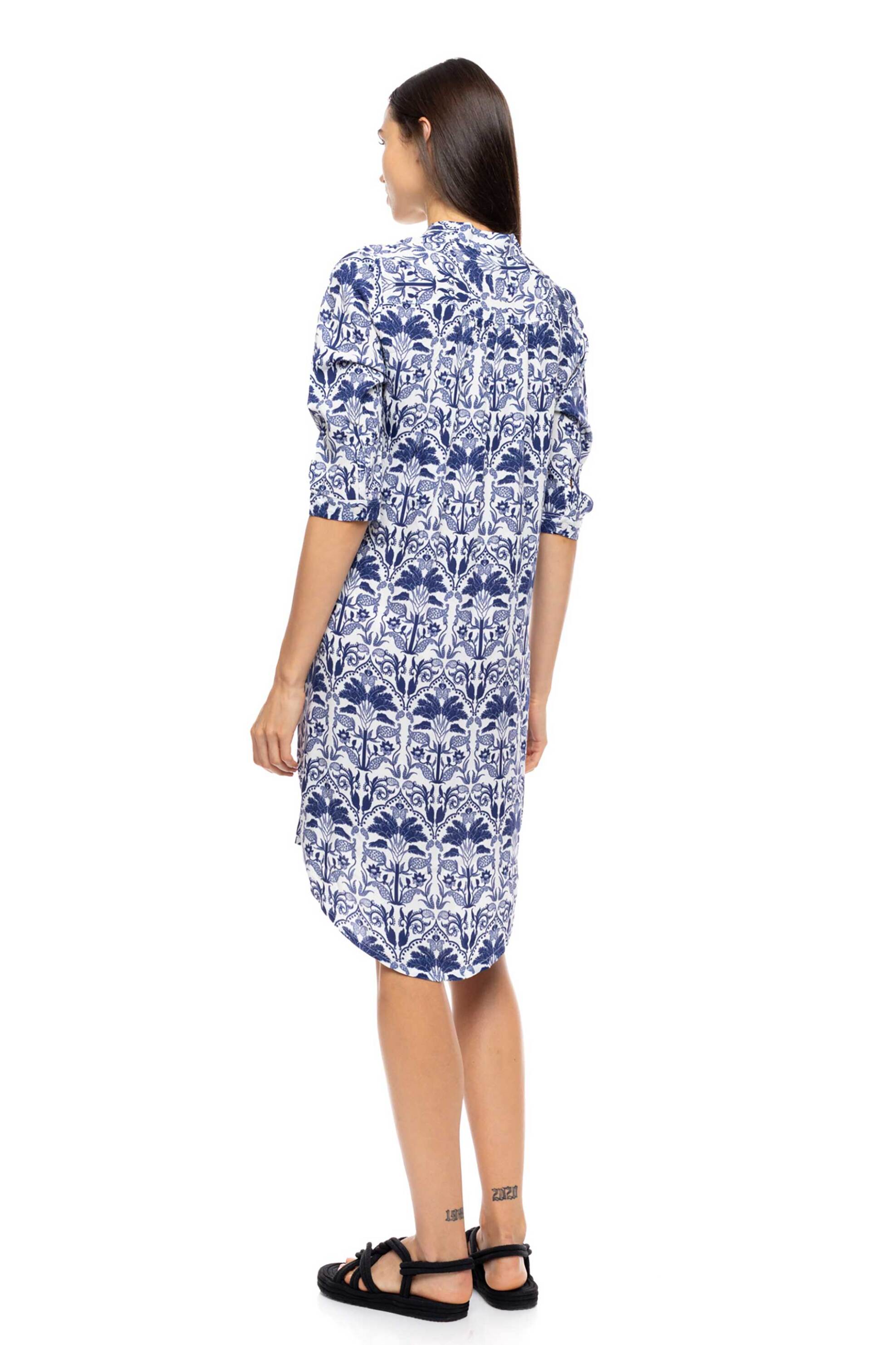 Pink Label Γυναικείο Φόρεμα Παραλίας με Print Tropical - B697 Γαλάζιο